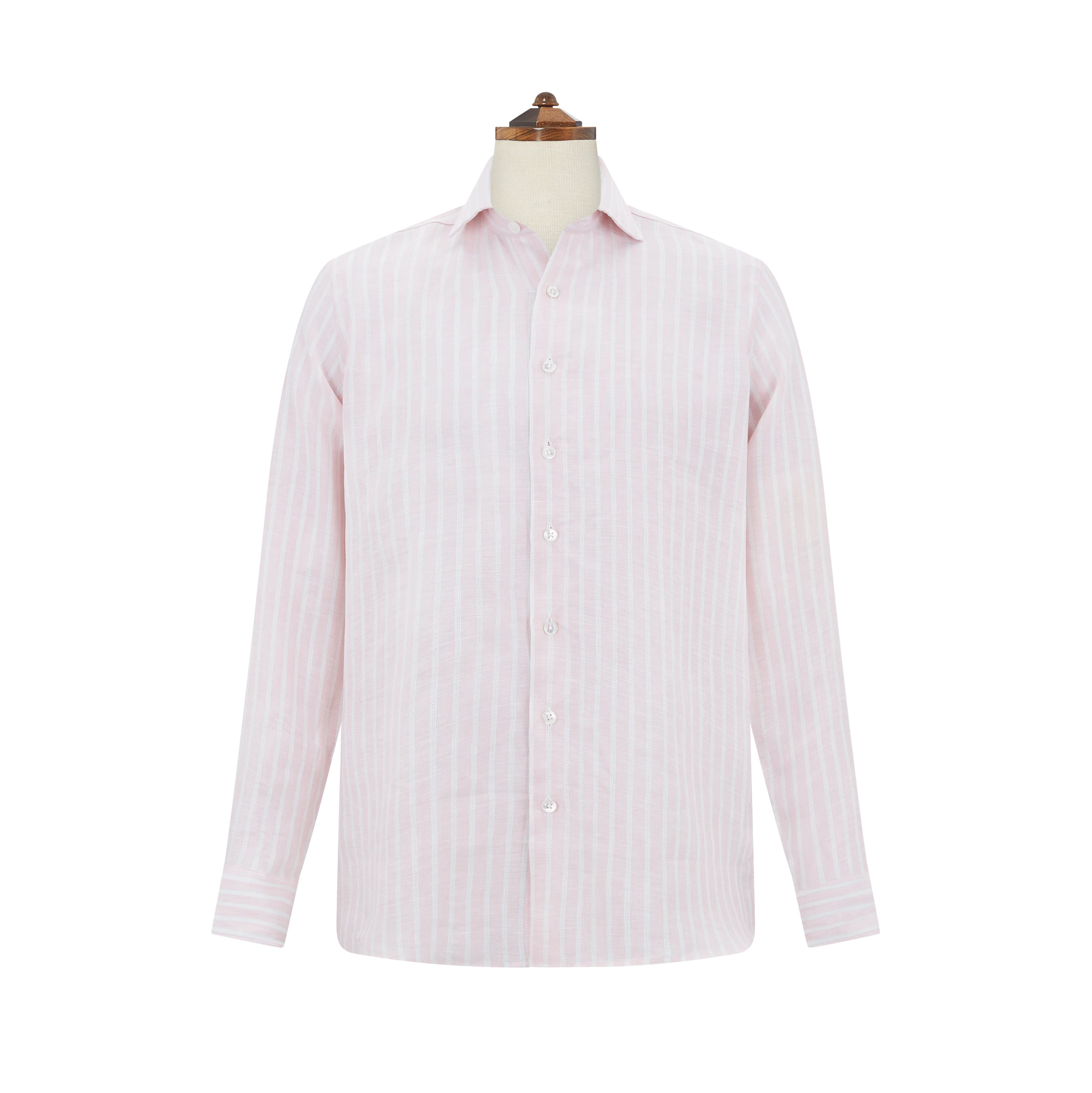 Ampton Pink White Stripe Linen Shirt - Image 3