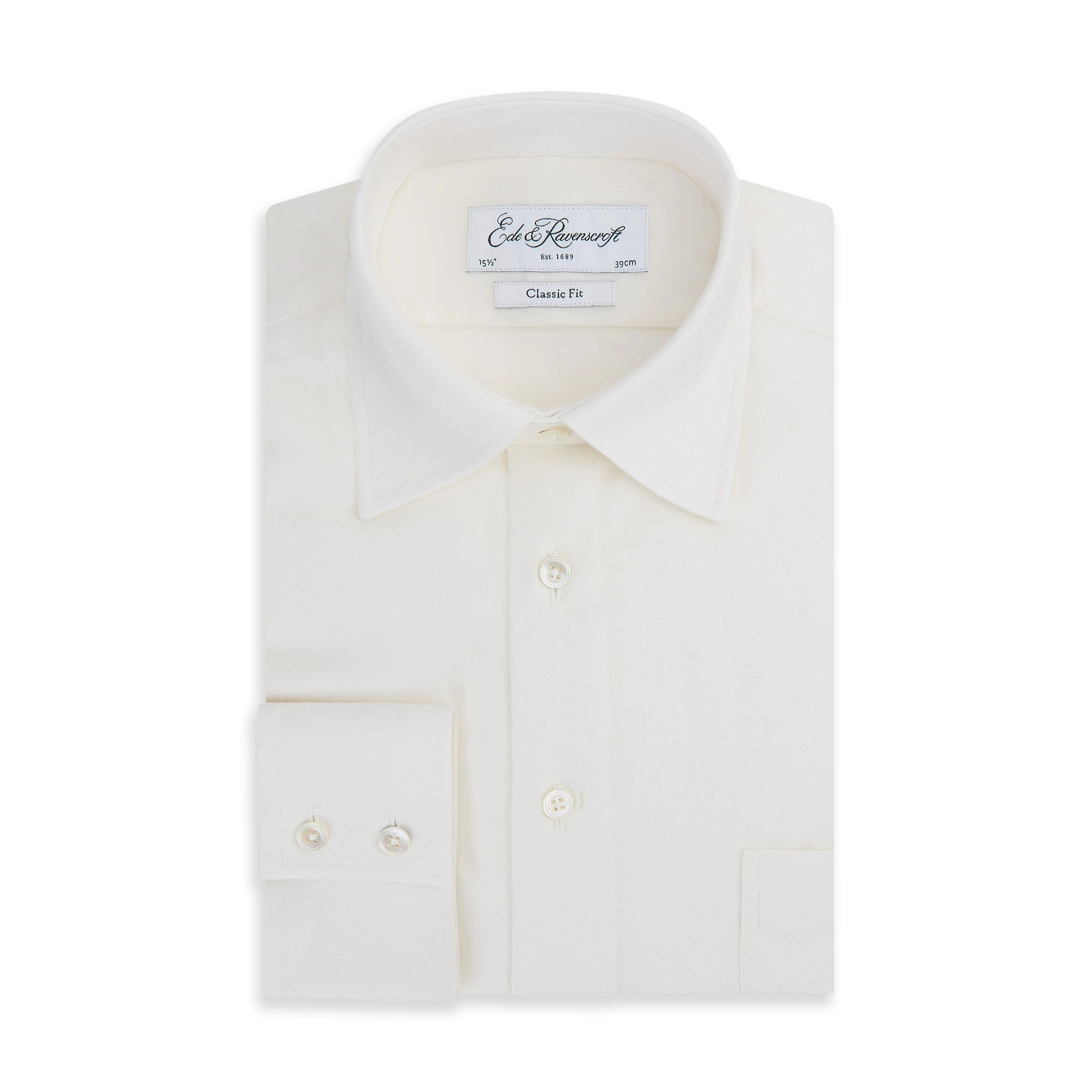 Aragon Chalk White Cotton Cashmere Twill Shirt