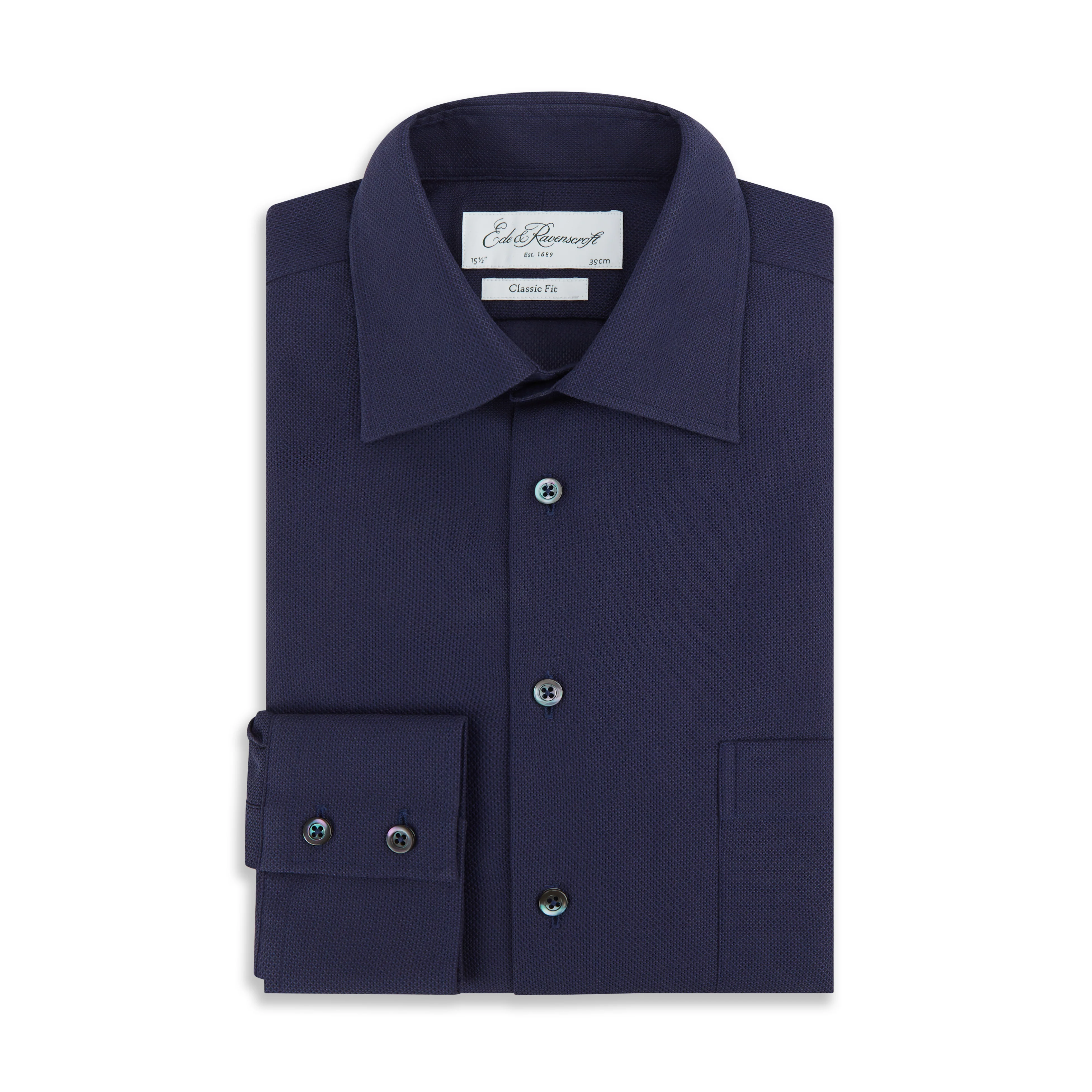 Aragon Navy Pique Cotton Shirt