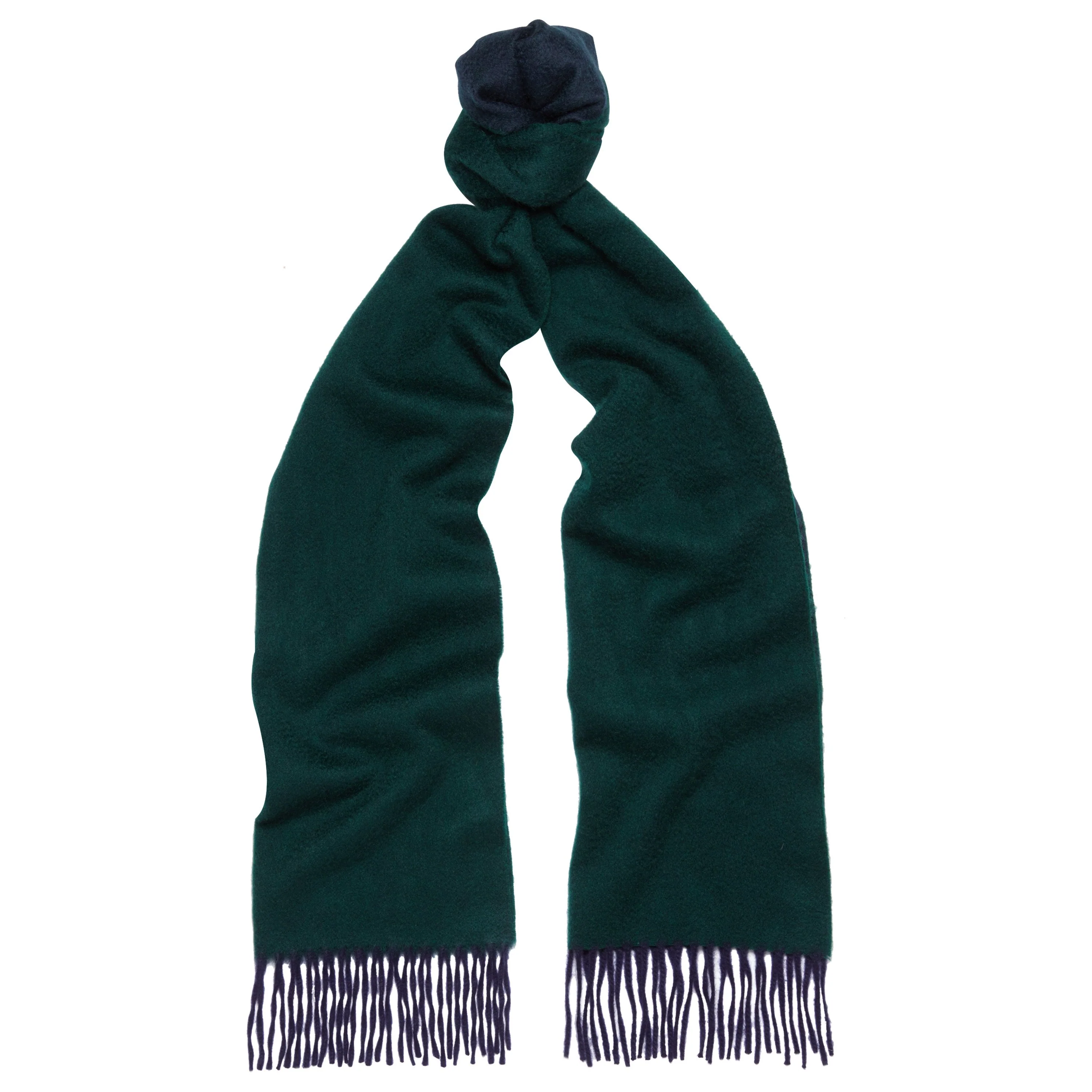 Arran Reversible Green and Navy Cashmere Scarf - Image 3