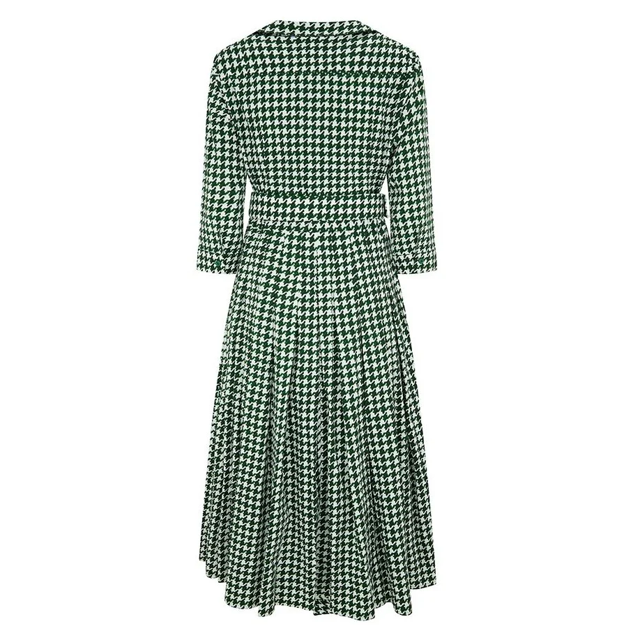 Audrey Dogtooth Shirt Dress Green - Image 2