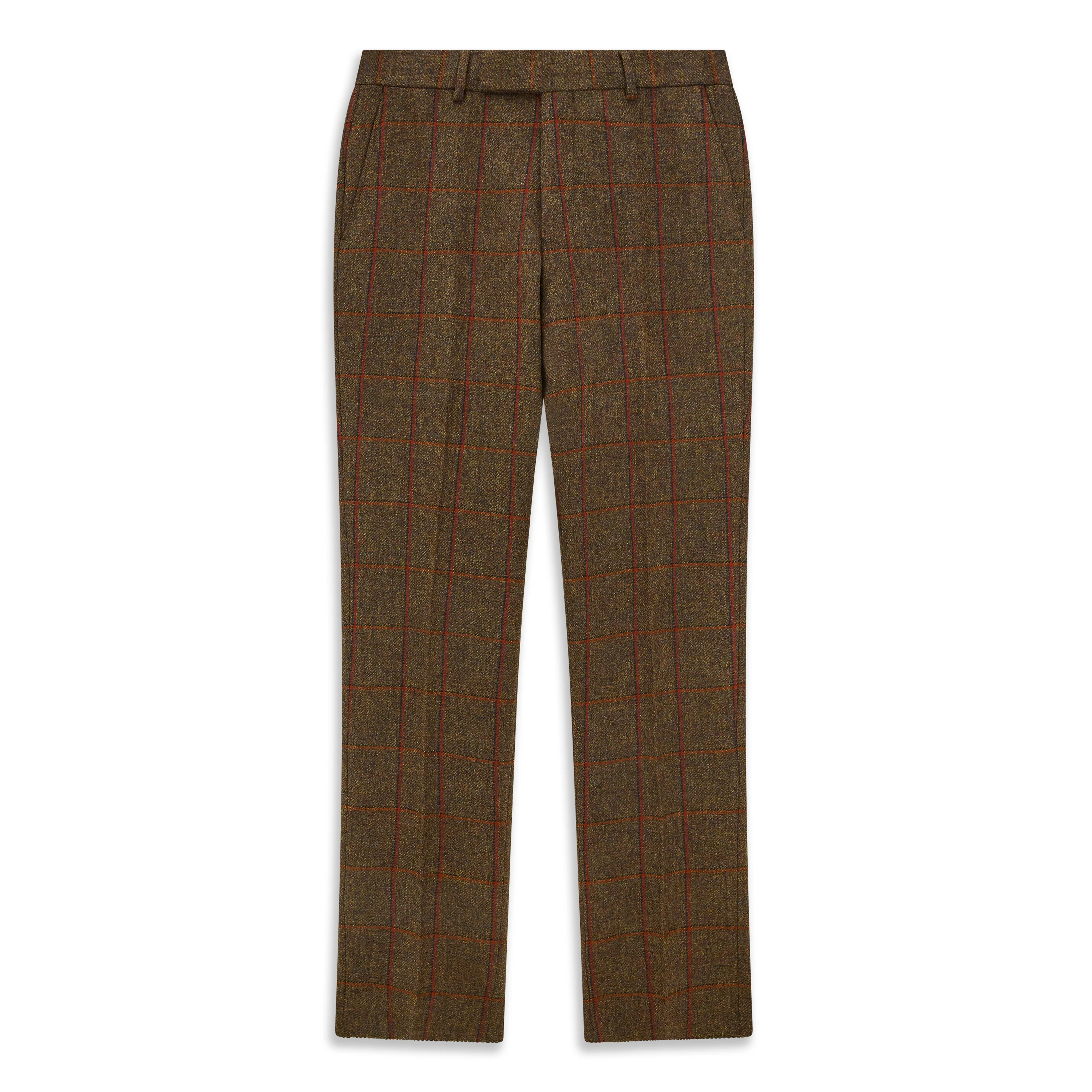 Barney Green Rust Windowpane Tweed Trouser - Image 2