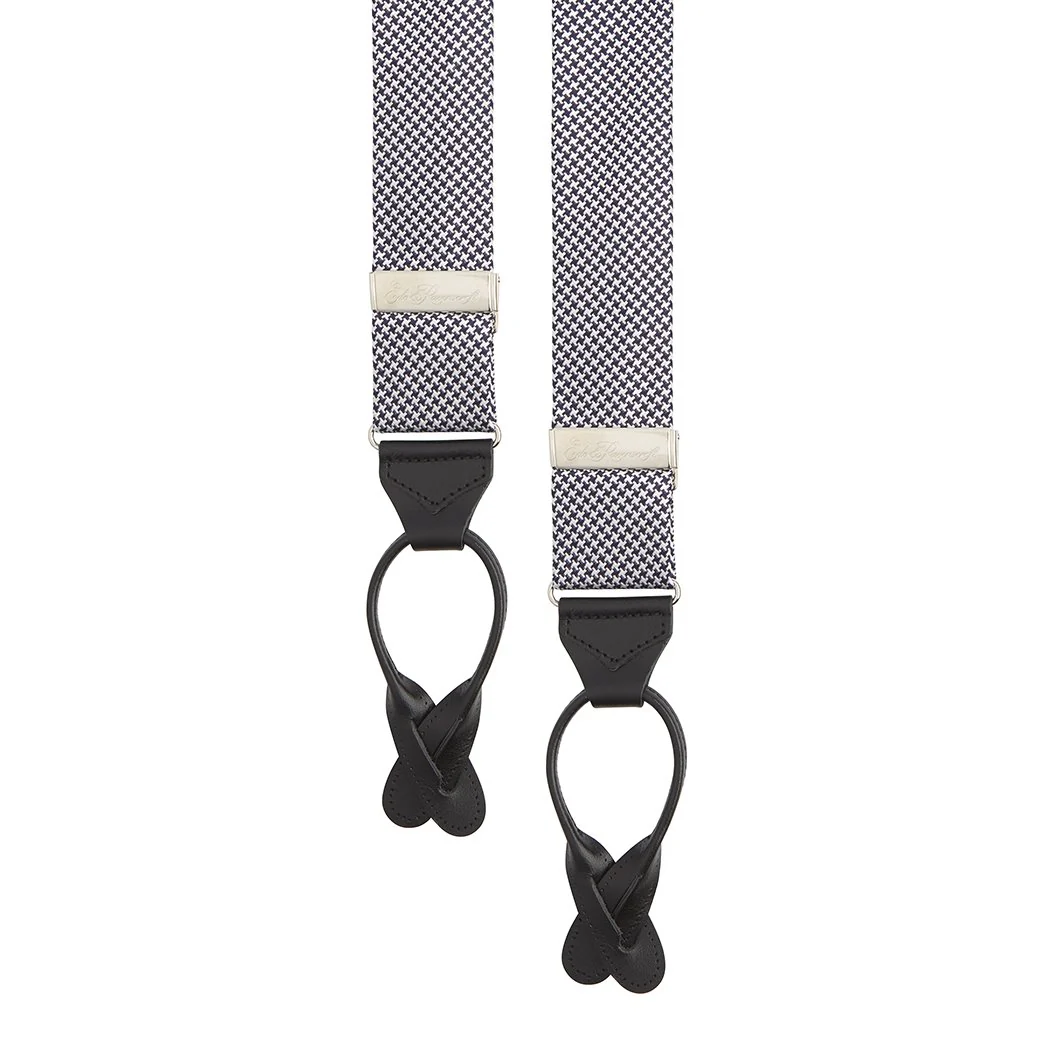 Black and White Houndstooth Silk Brace