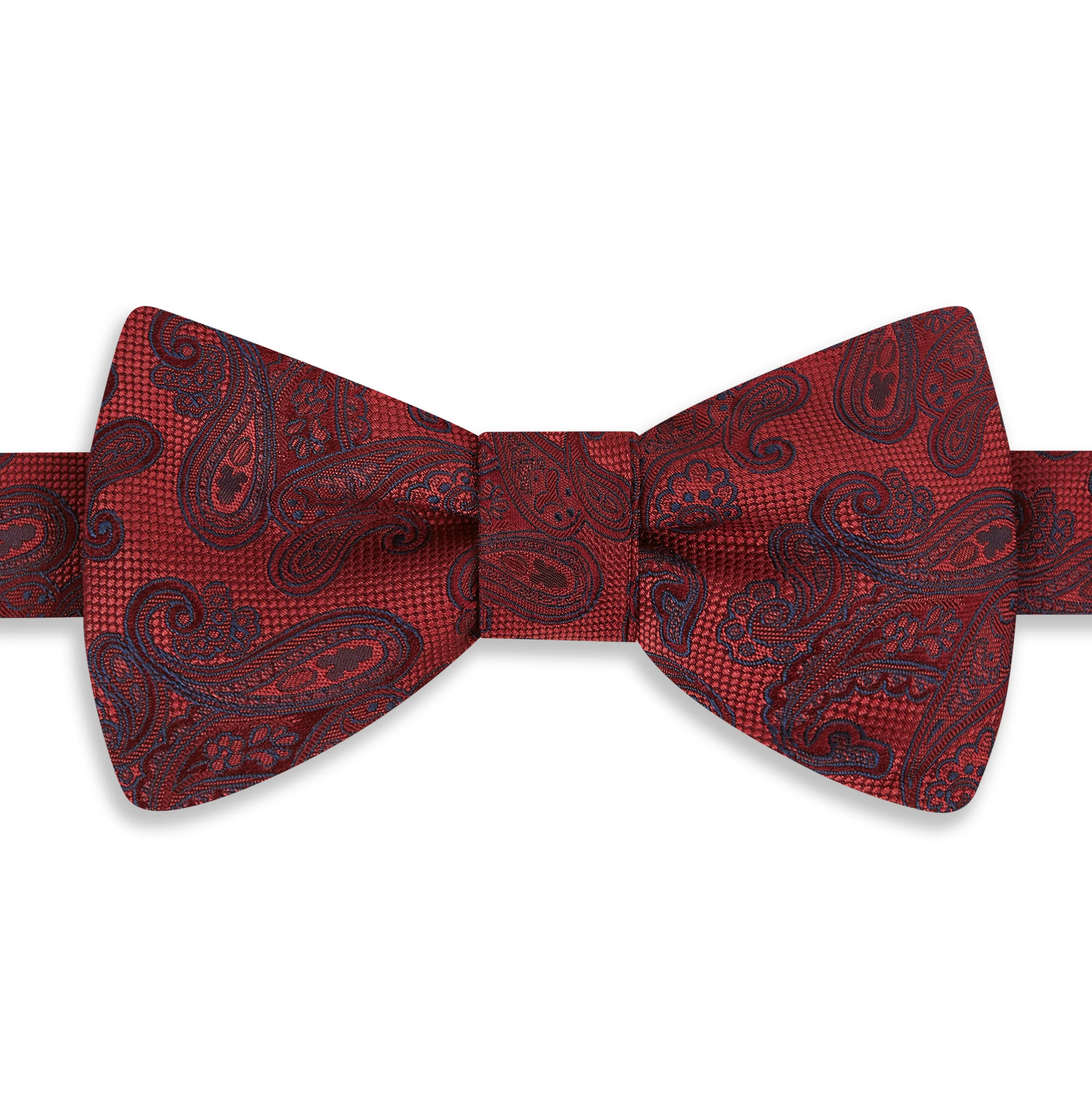 Red Paisley Woven Silk Bow Tie