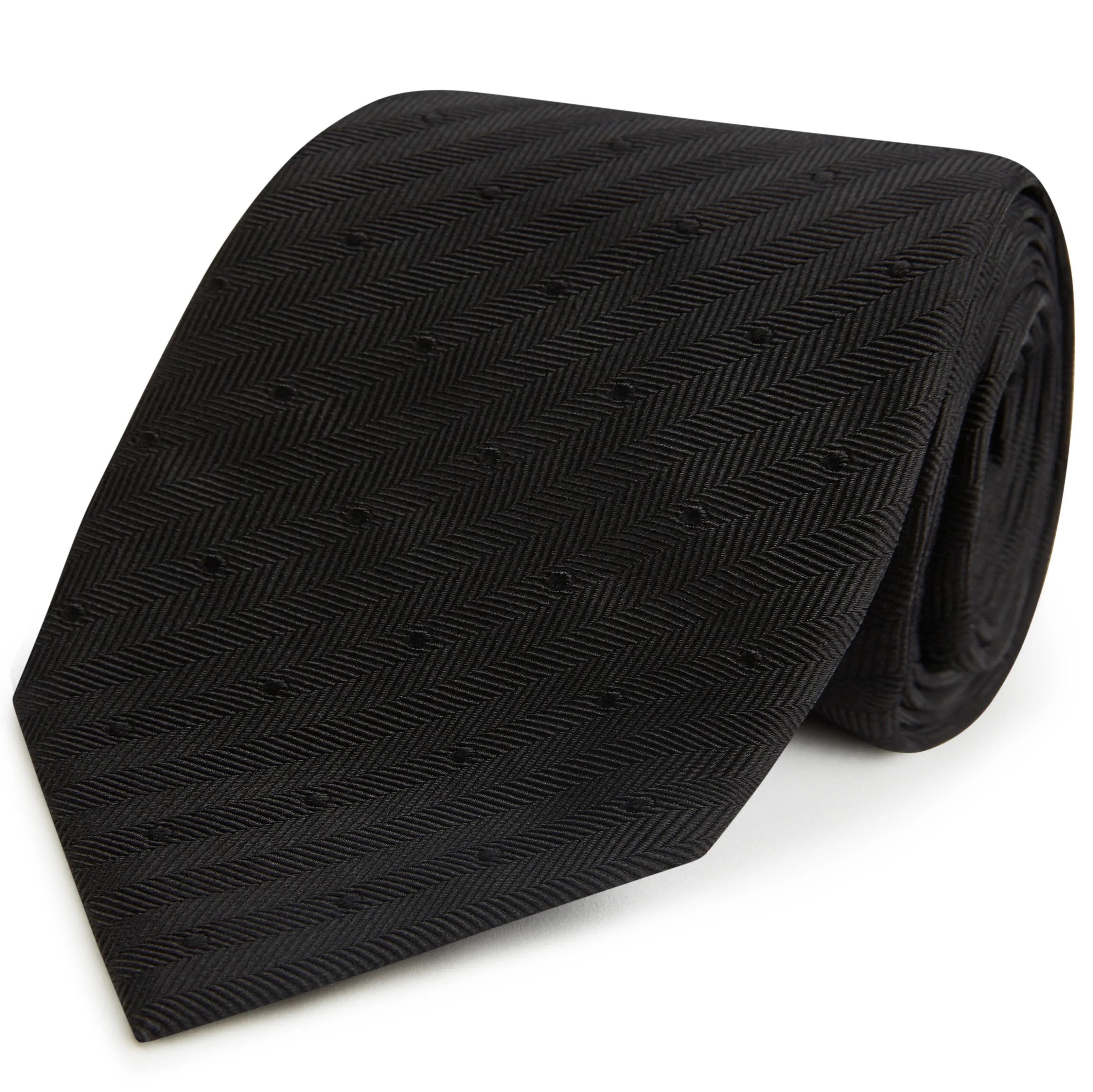 Black Spot Herringbone Woven Silk Tie