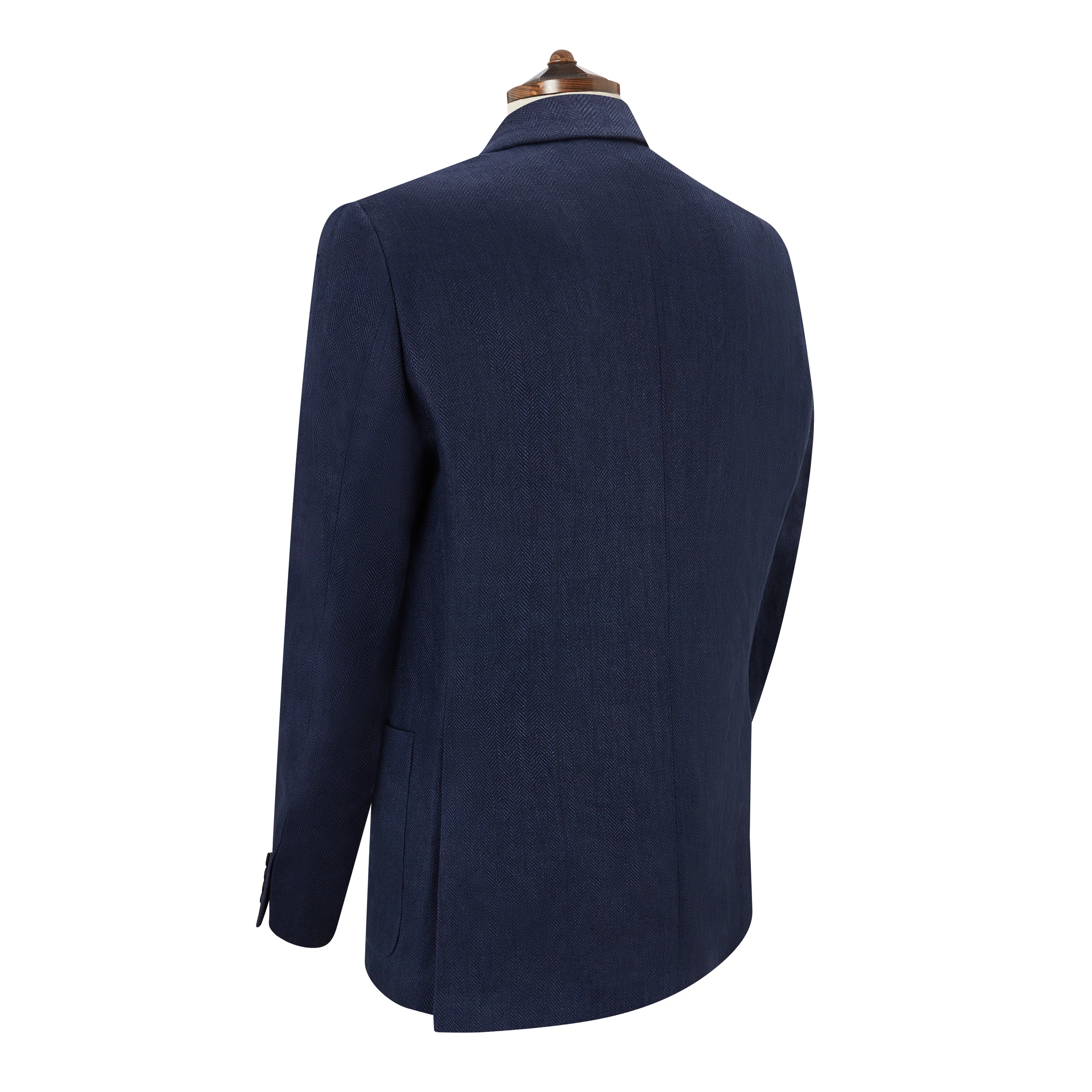 Bletchley Navy Herringbone Linen Jacket - Image 3