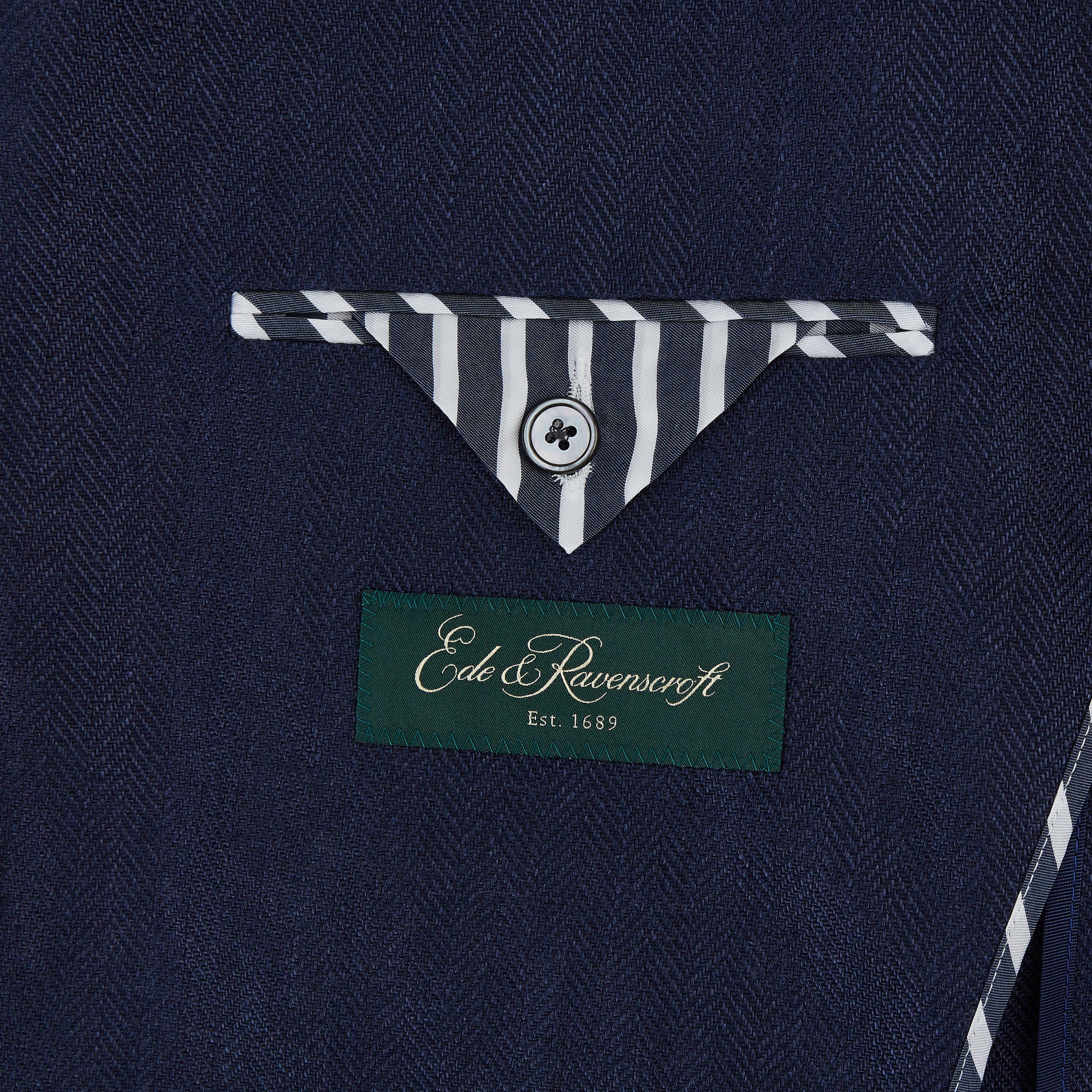 Bletchley Navy Herringbone Linen Jacket - Image 5