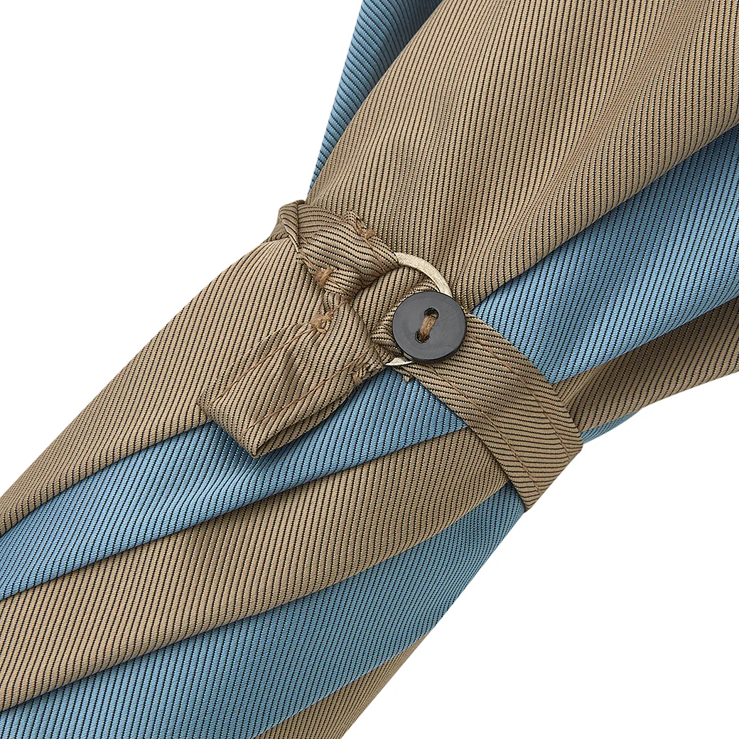 Blue and Beige Malacca Wood Handle Two Colour Panel Umbrella - Image 3