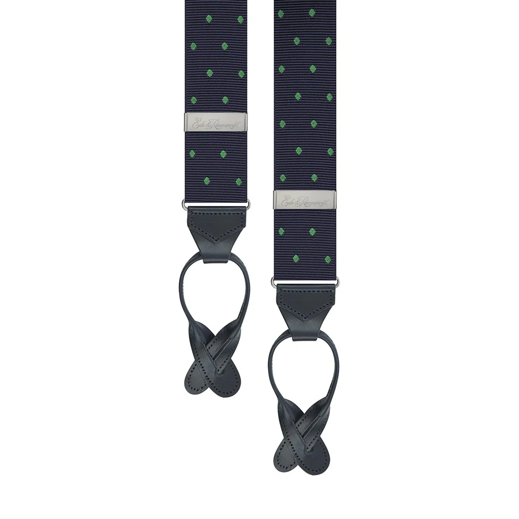 Navy and Green Webbed Spot  Braces
