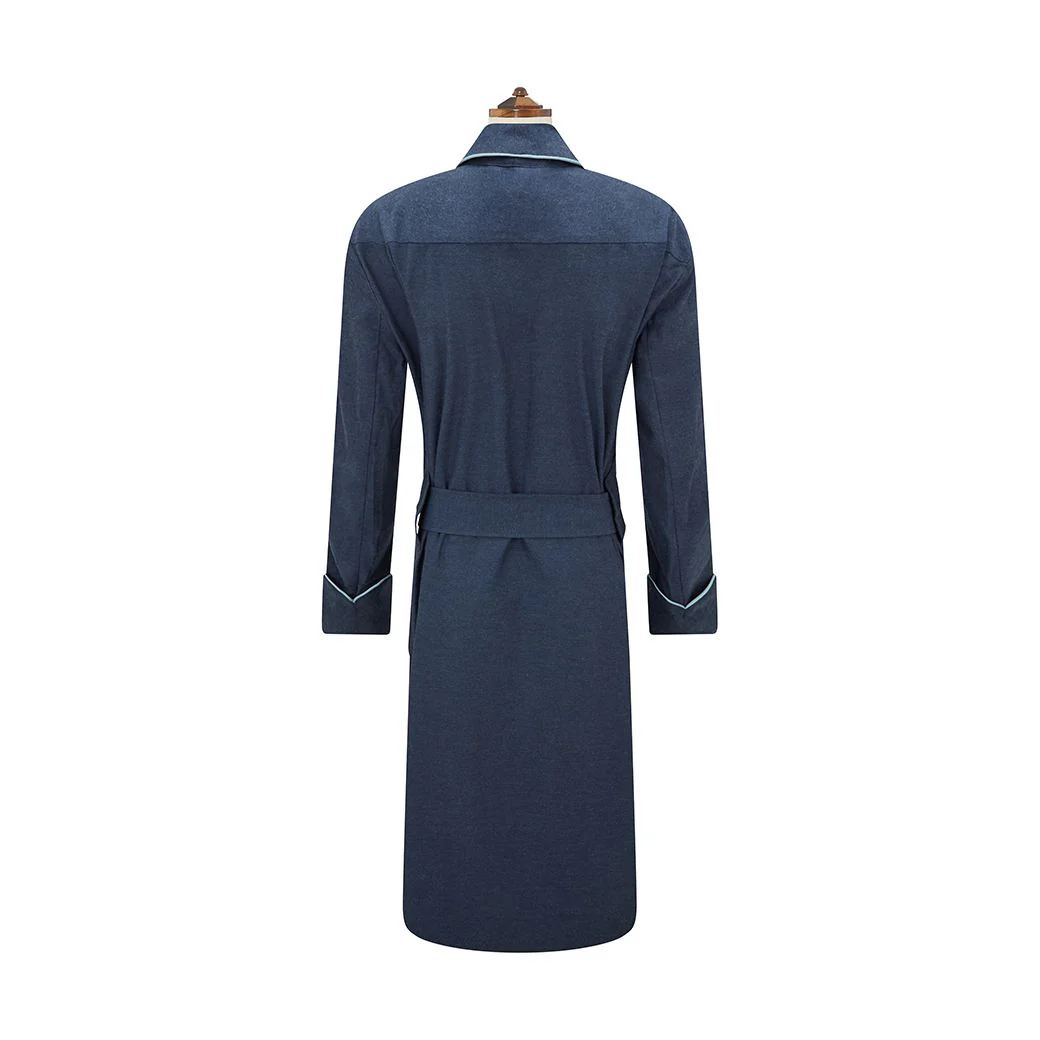 Navy Brushed Twill Dressing Gown - Image 3