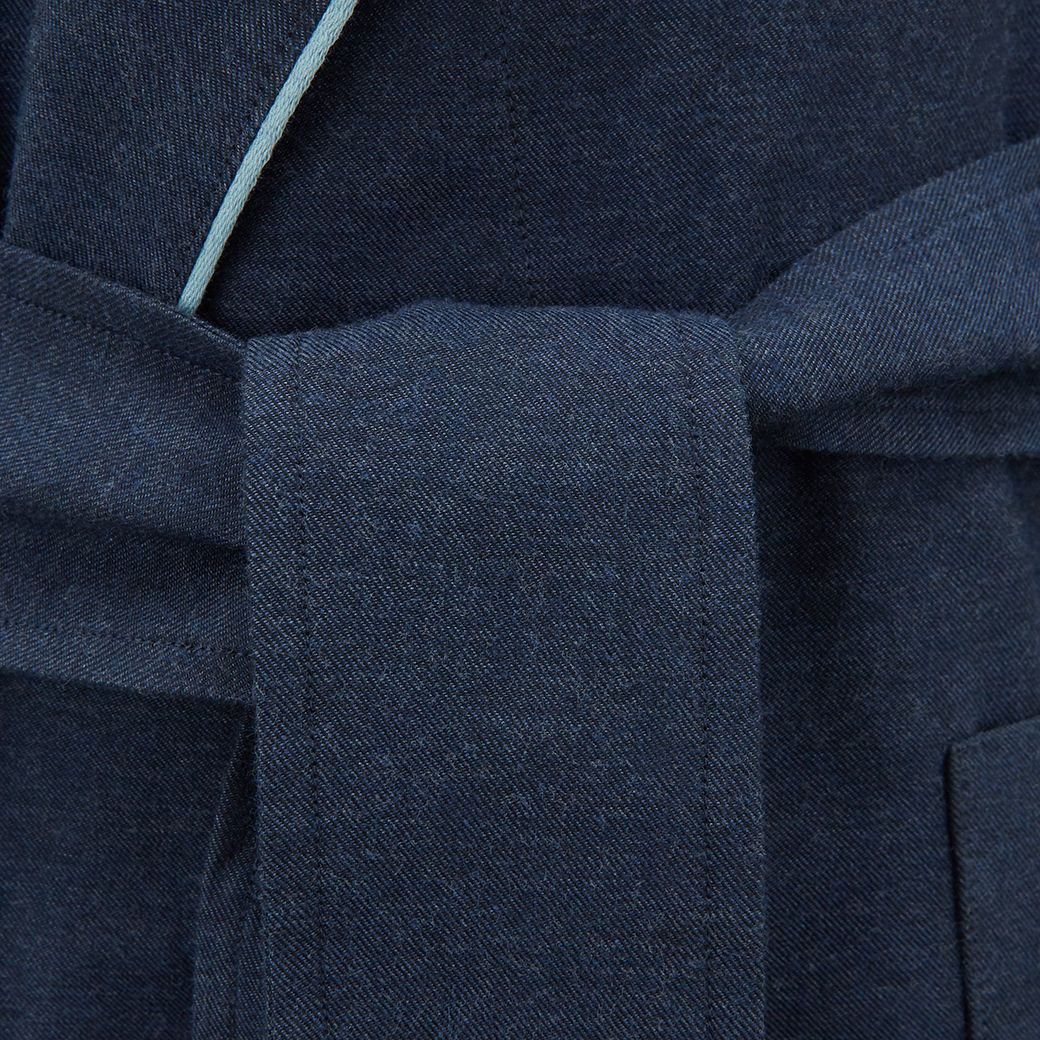 Navy Brushed Twill Dressing Gown - Image 4