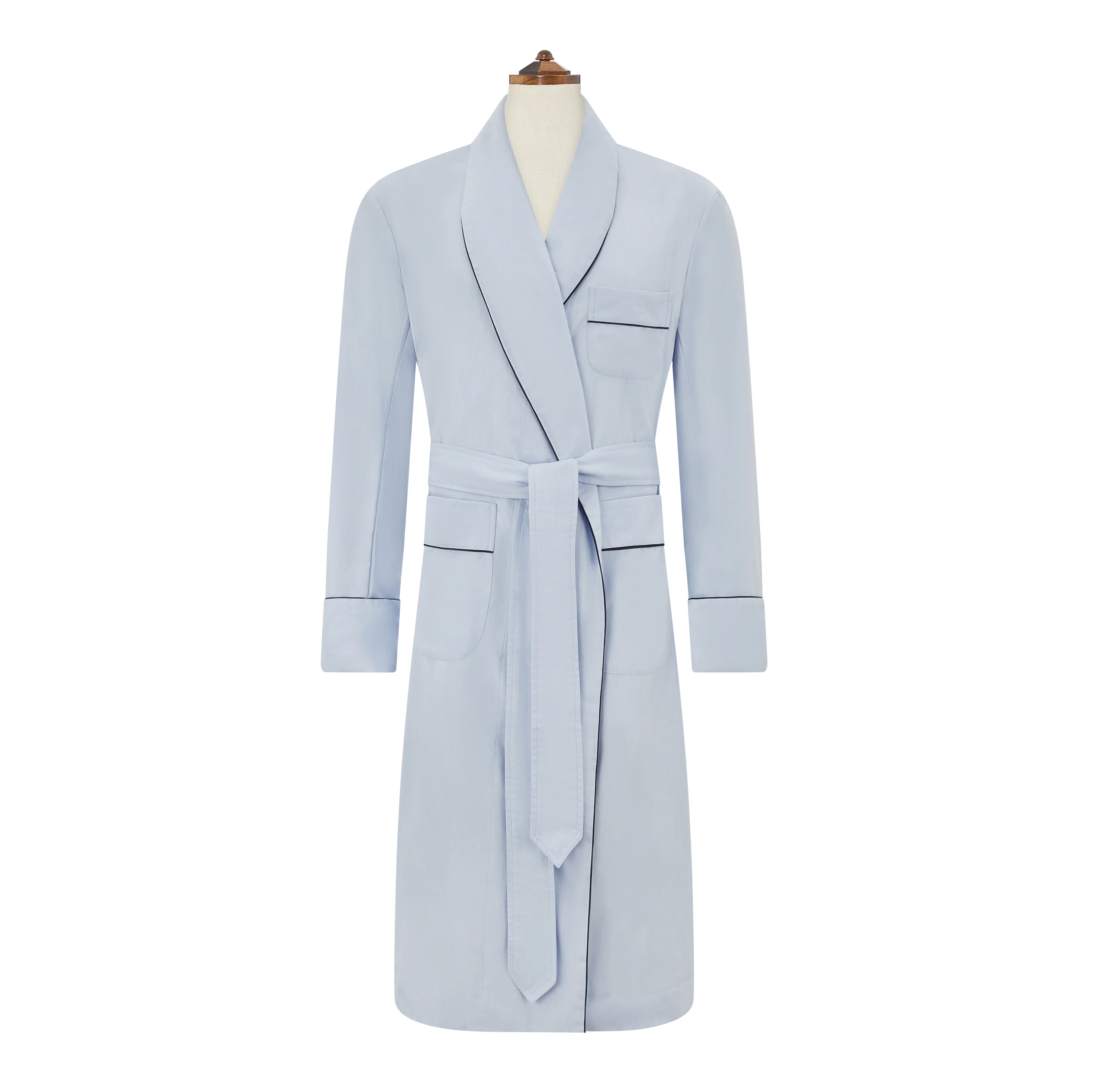 Blue Brushed Twill Dressing Gown