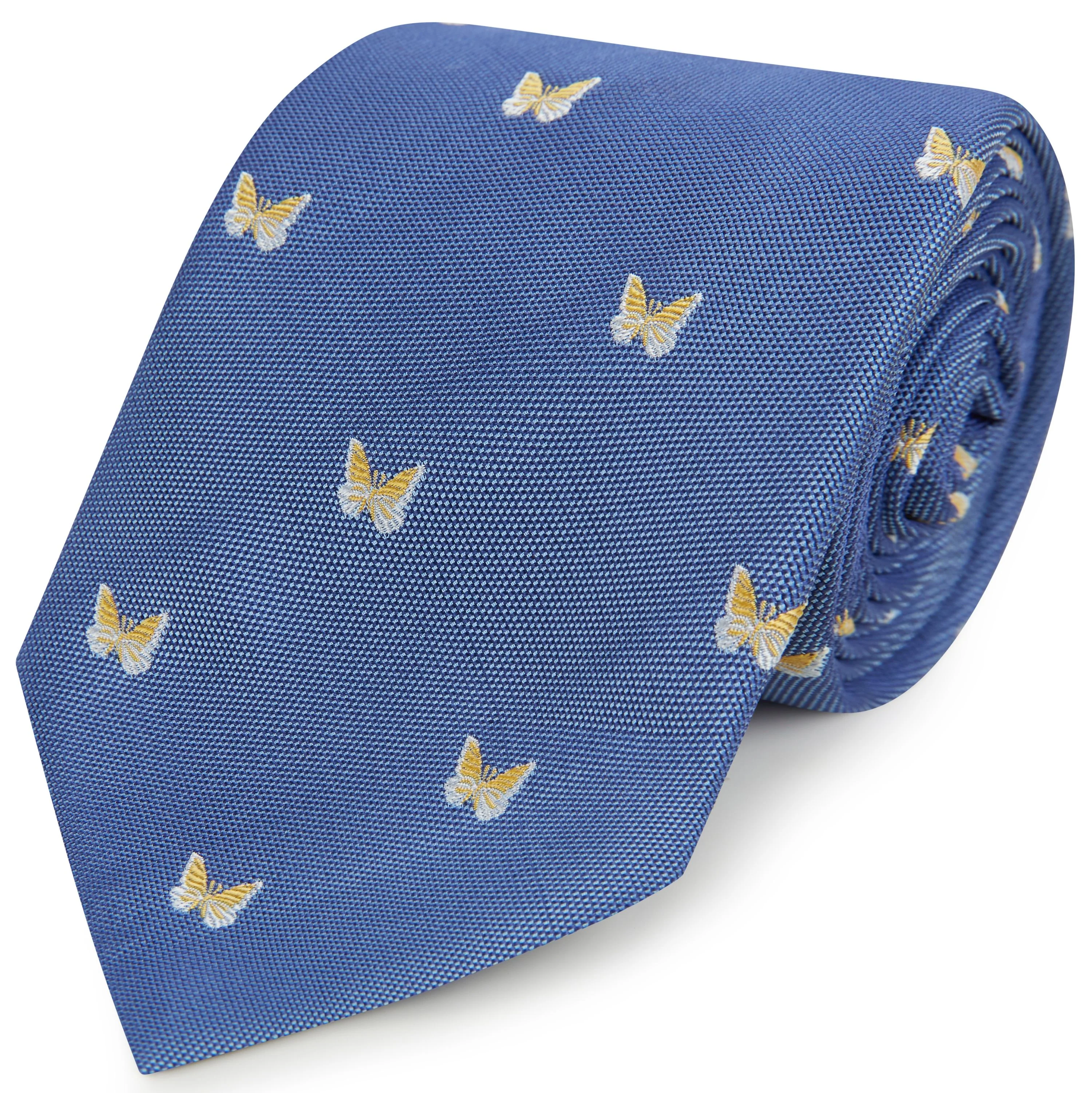 Blue Butterfly Woven Silk Tie