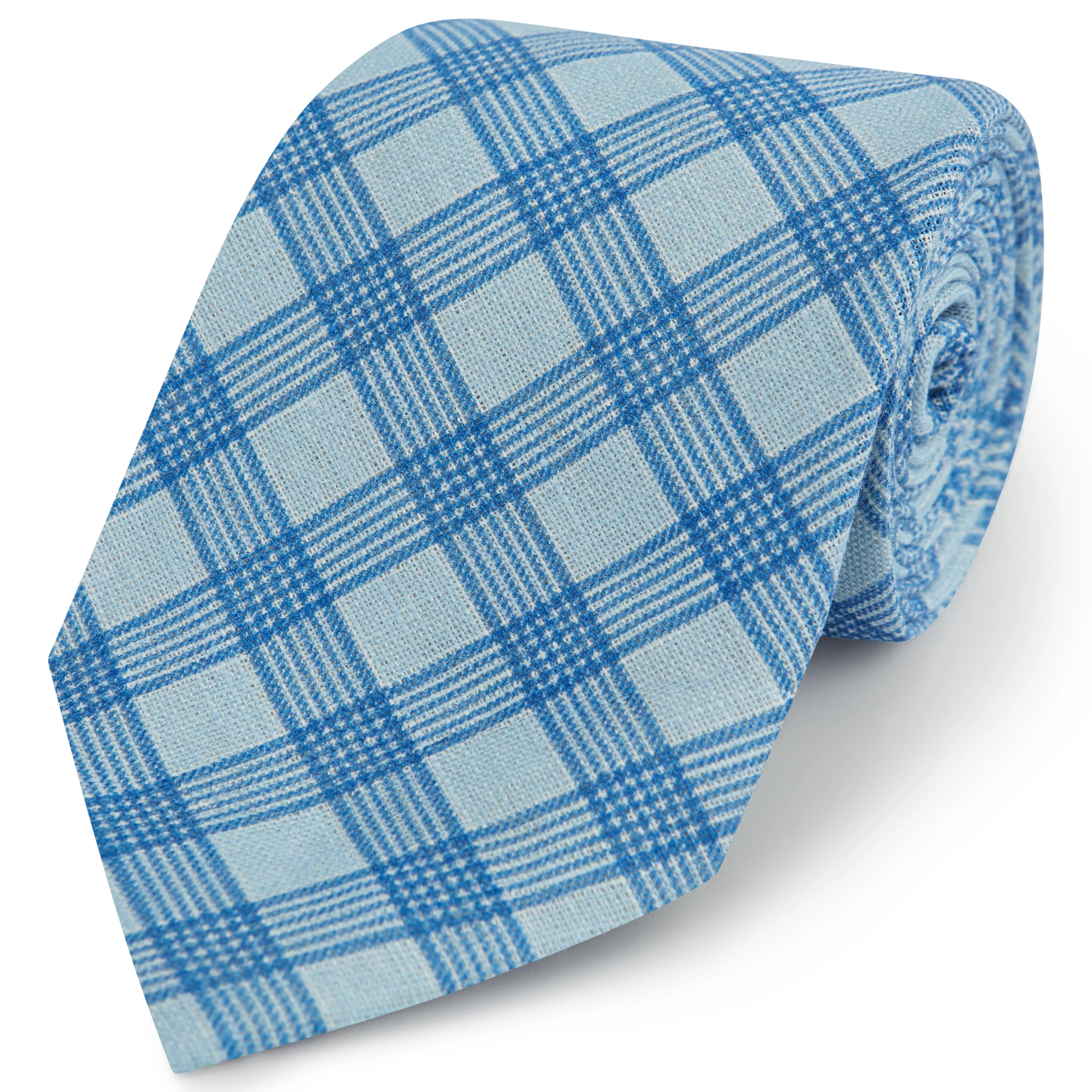 Blue Check Linen Woven Tie