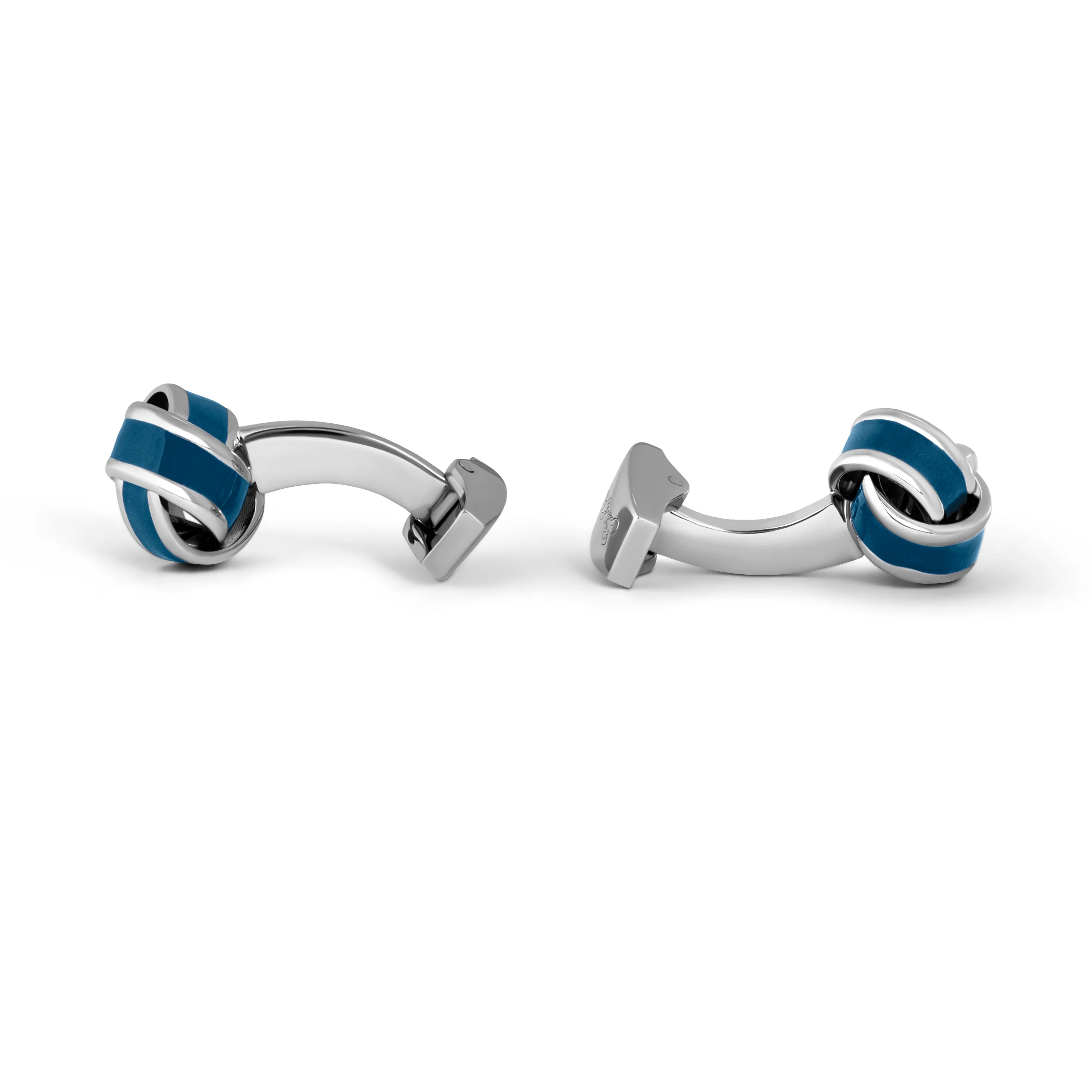 Blue Silver and Enamel Knot Cufflink - Image 3