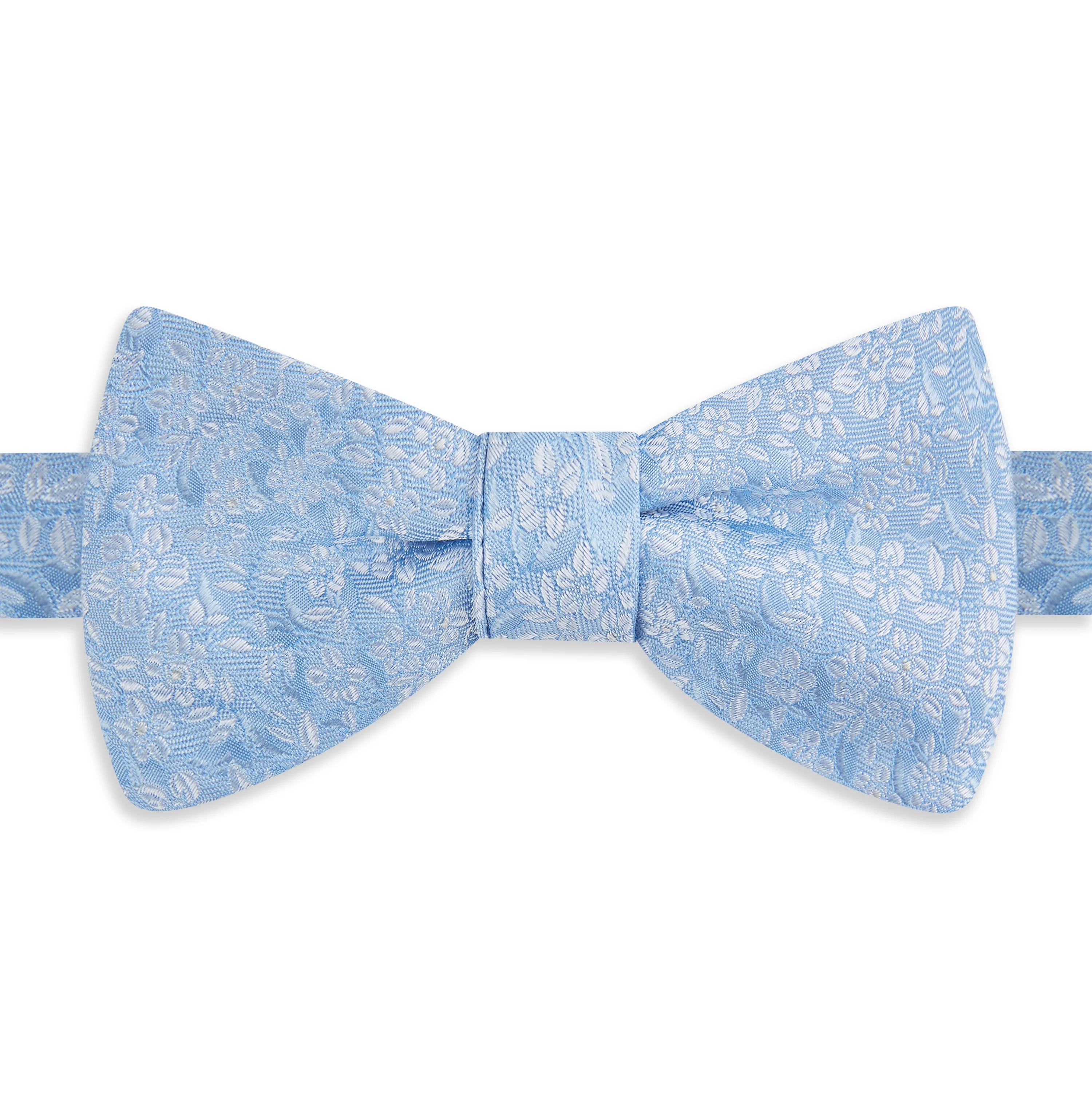 Blue Floral Woven Silk Bow Tie