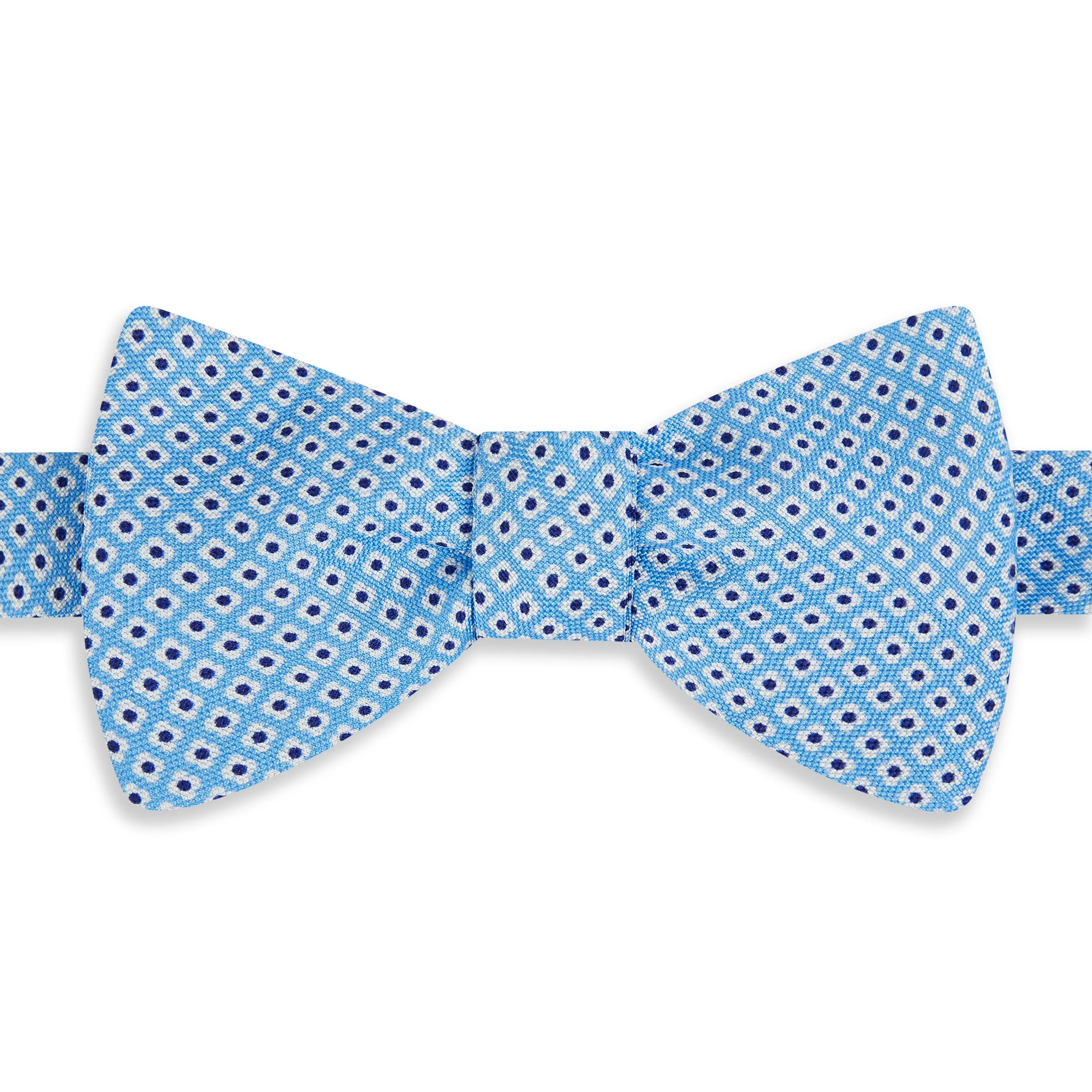 Blue Flower Geometric Printed Silk Self Bow Tie