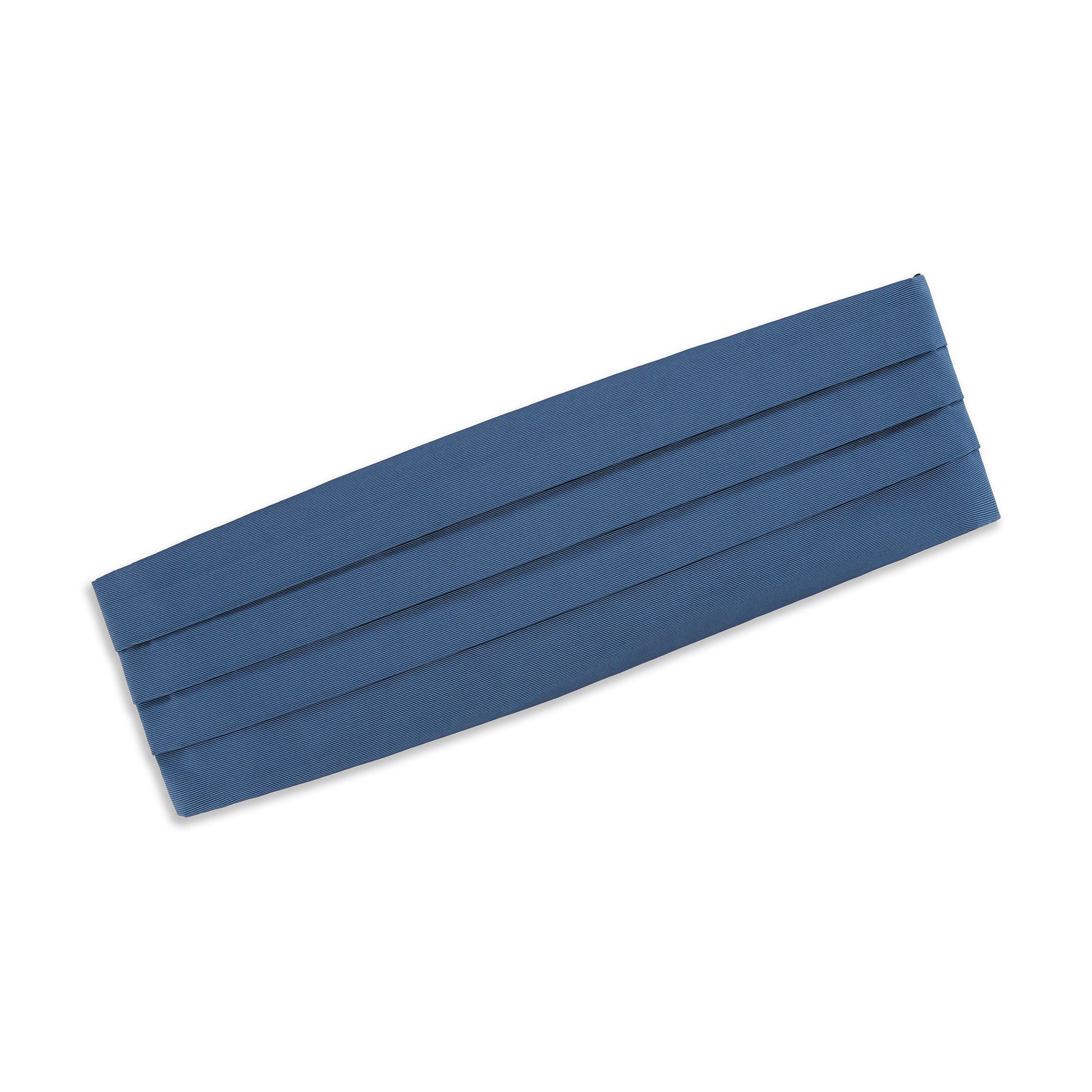Blue Grosgrain Silk and Cotton Cummerbund