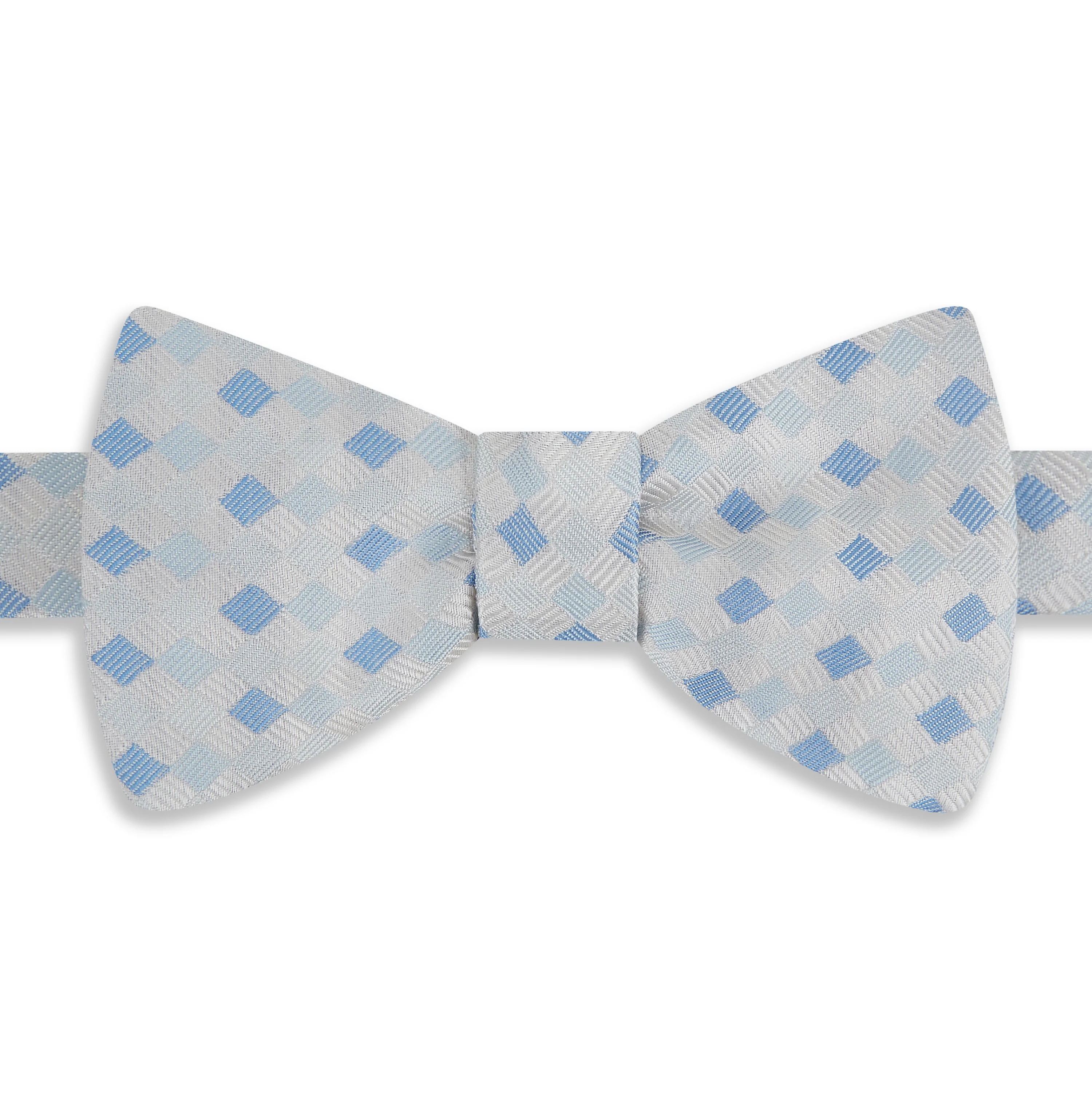 Blue Harlequin Woven Silk Bow Tie