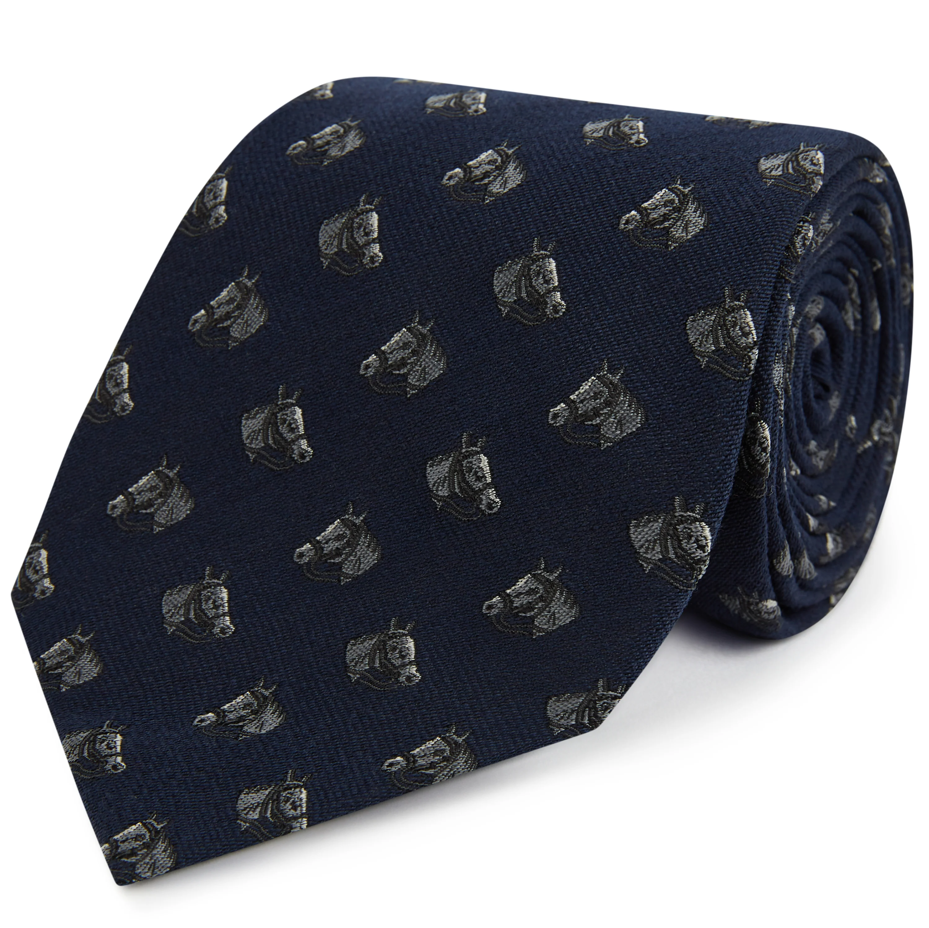 Blue Horse Woven Silk Tie