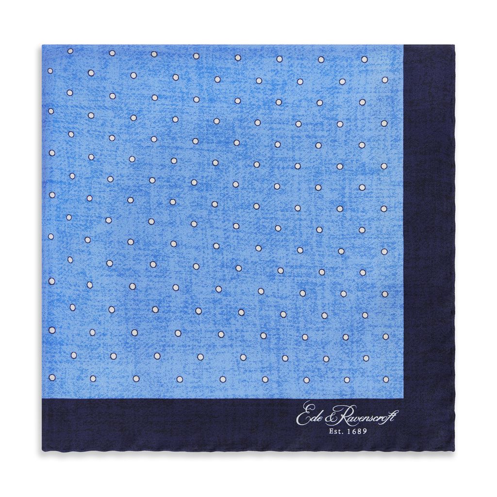 Blue Navy Spot Silk Pocket Square - Image 2