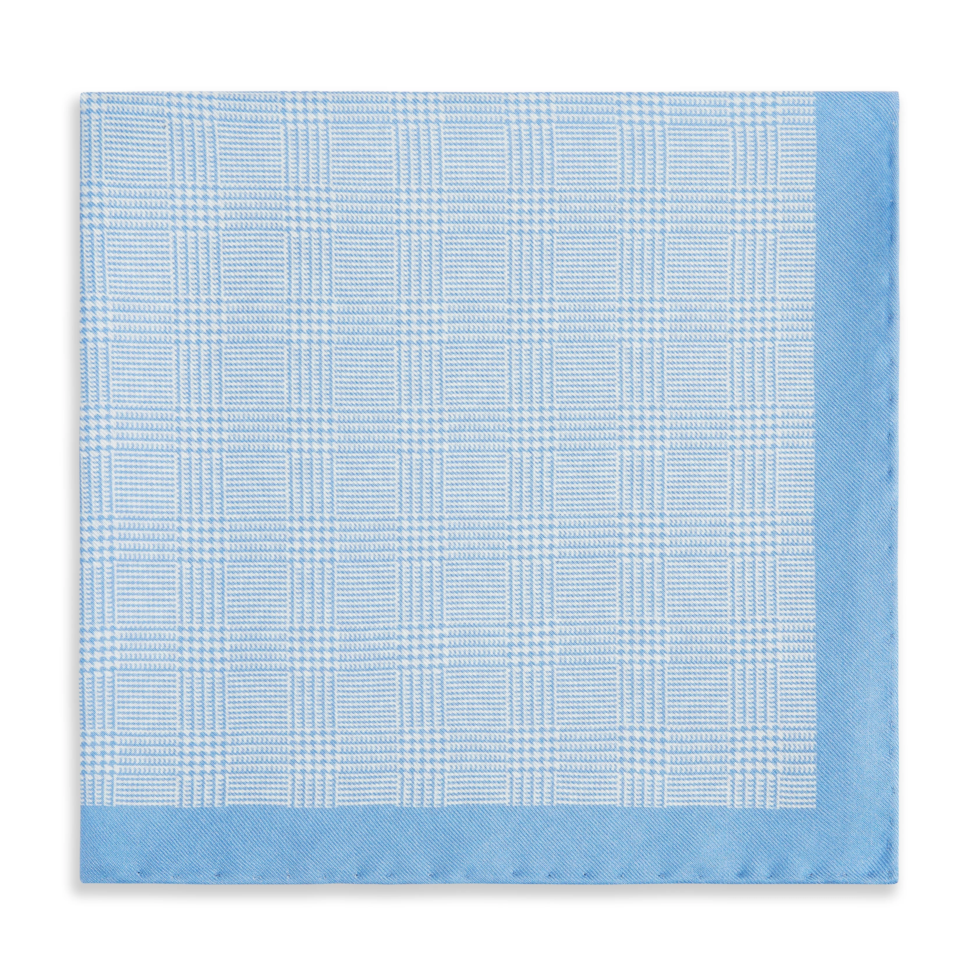 Blue Prince of Wales Geometric Double Faced Silk Pocket Square - Image 2