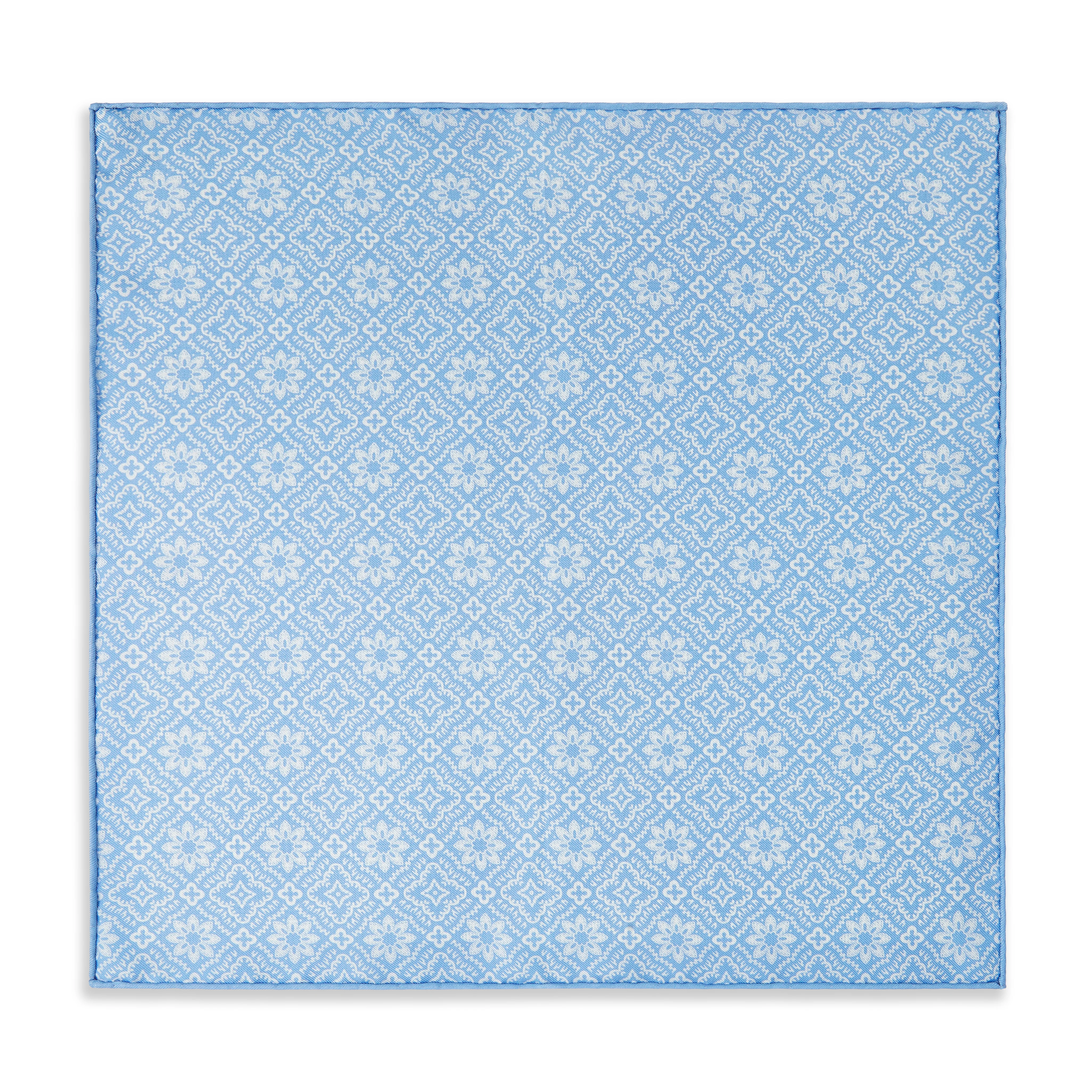 Blue Prince of Wales Geometric Double Faced Silk Pocket Square - Image 3