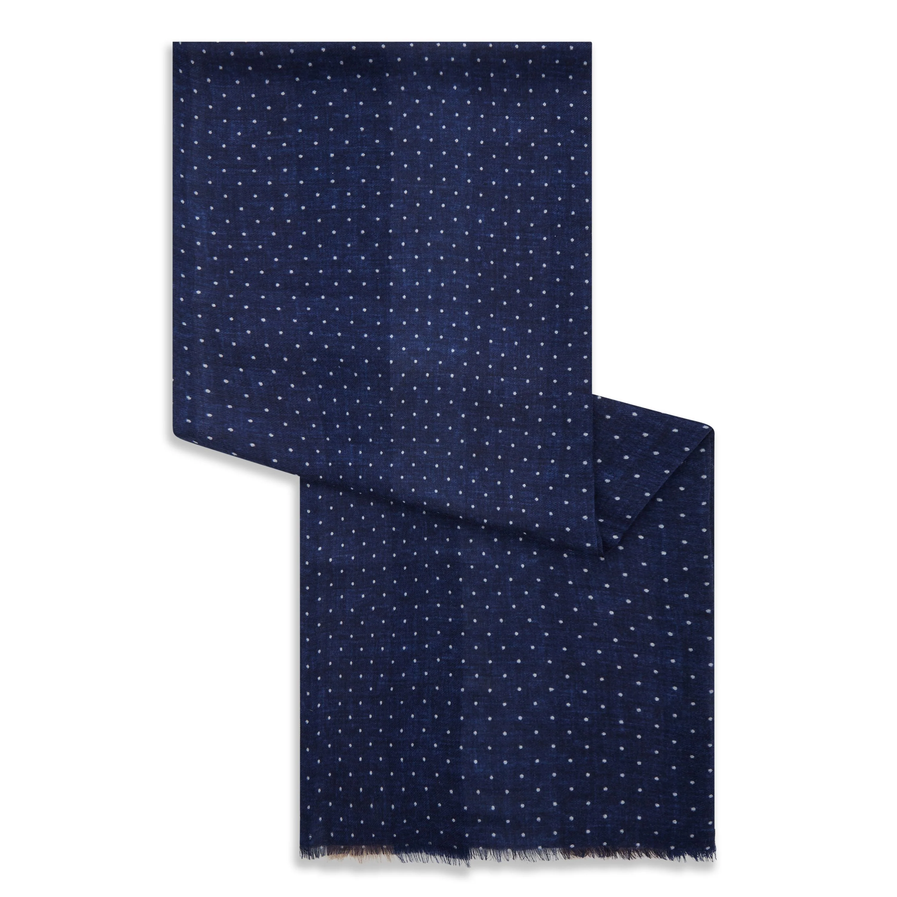 Blue Spot Stripe Reversible Wool Silk Cashmere Scarf - Image 2