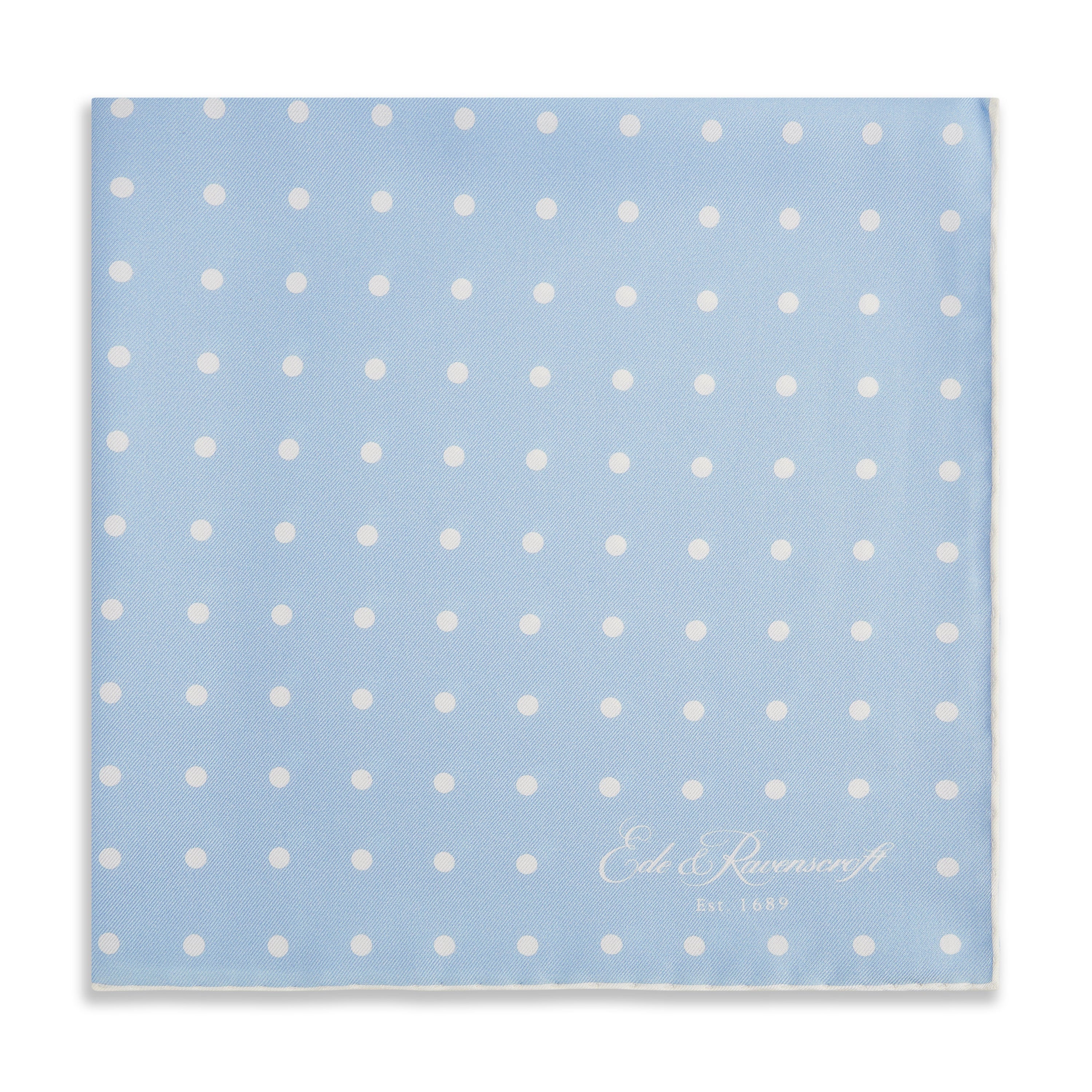 Blue White Churchill Silk Spot Pocket Square