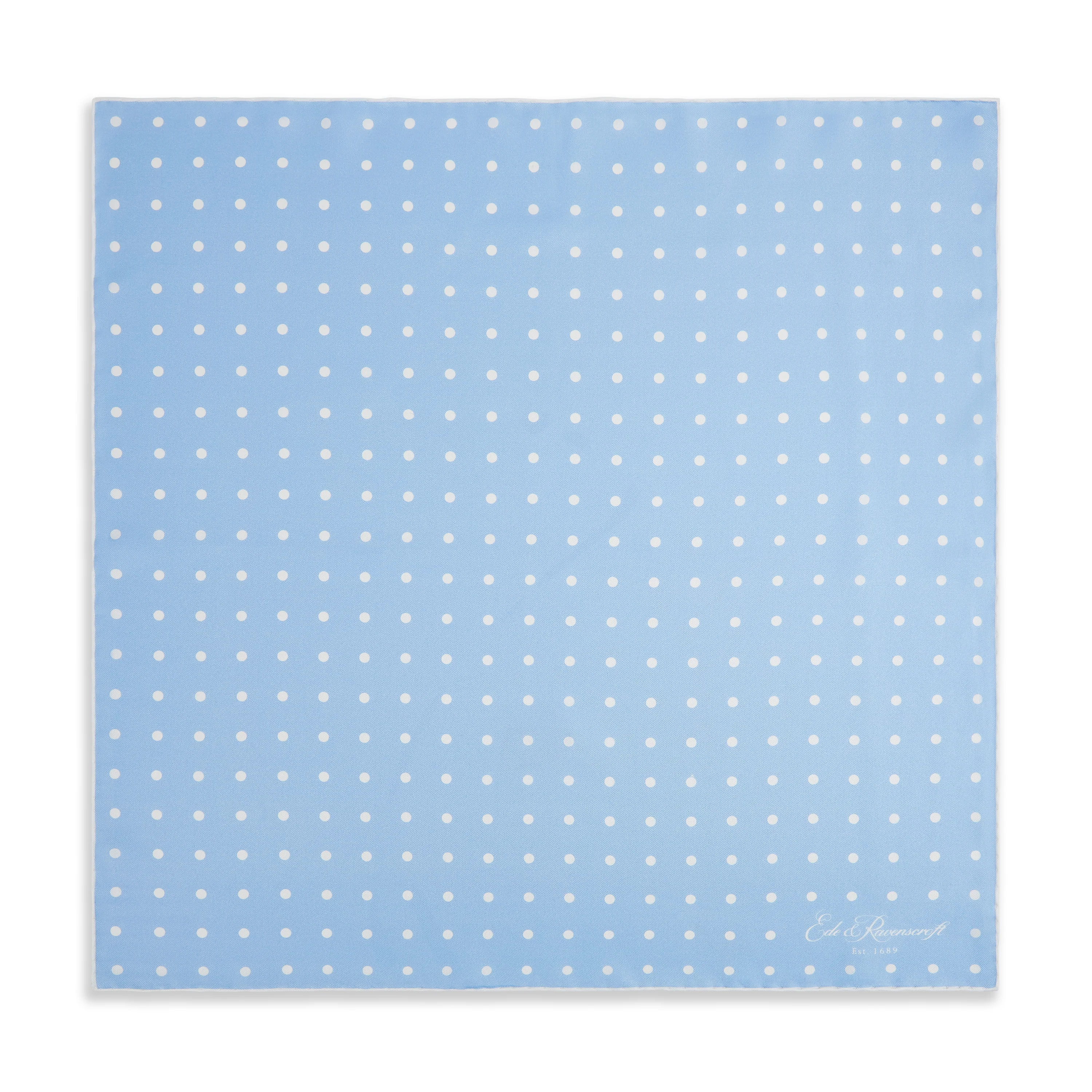 Blue White Churchill Silk Spot Pocket Square - Image 2