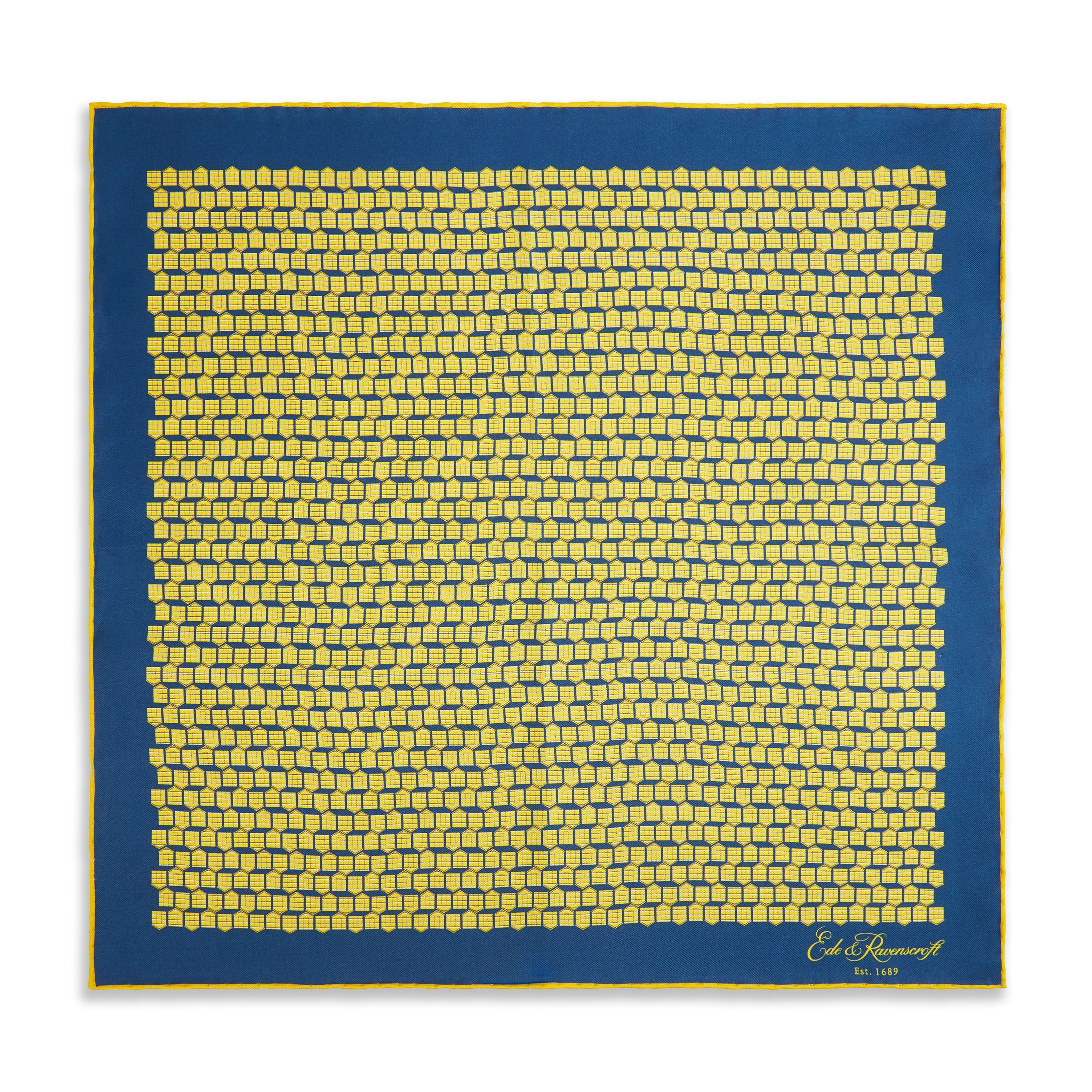Blue Yellow Beach Hut Silk Pocket Square - Image 2