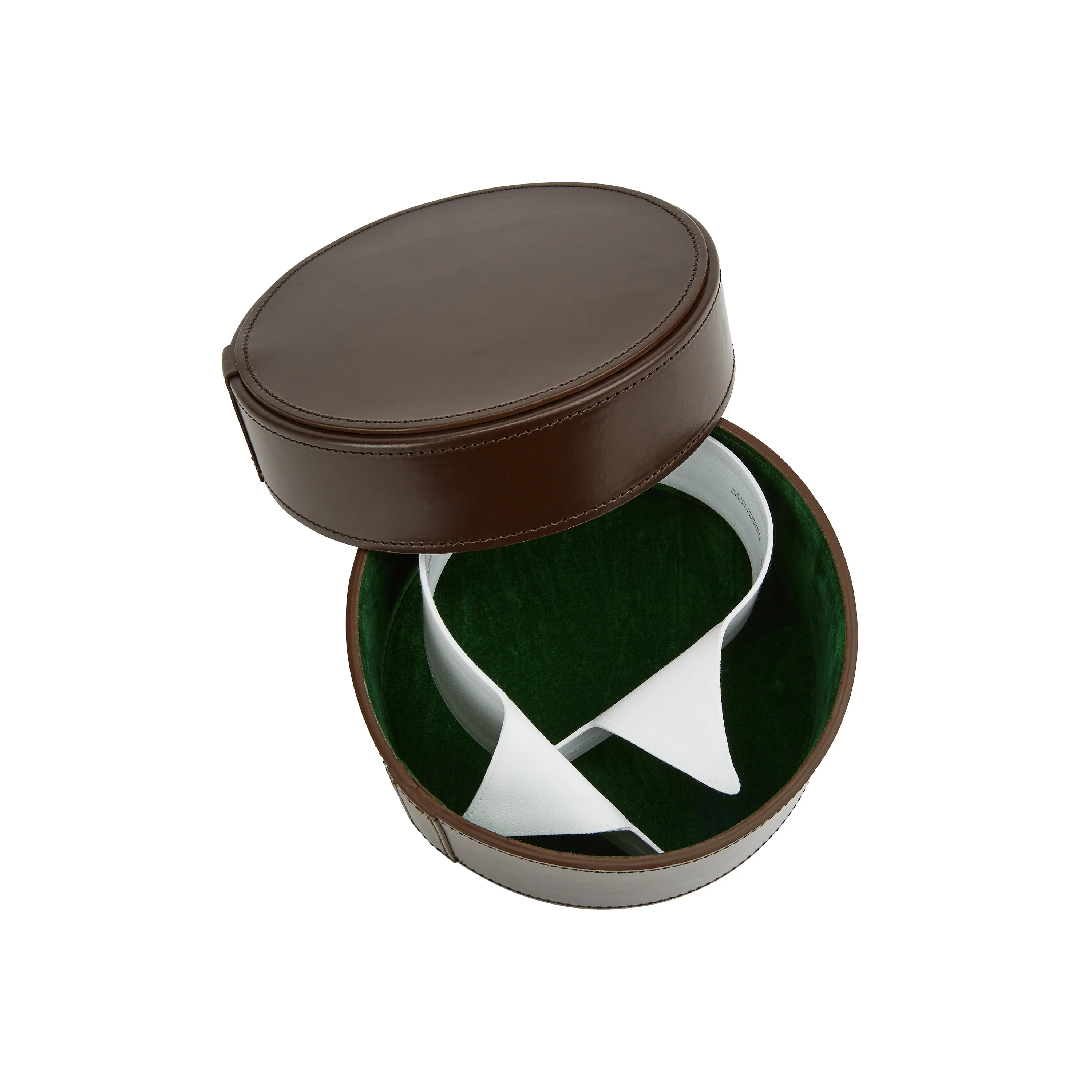 Brown Leather Round Collar Box - Image 2