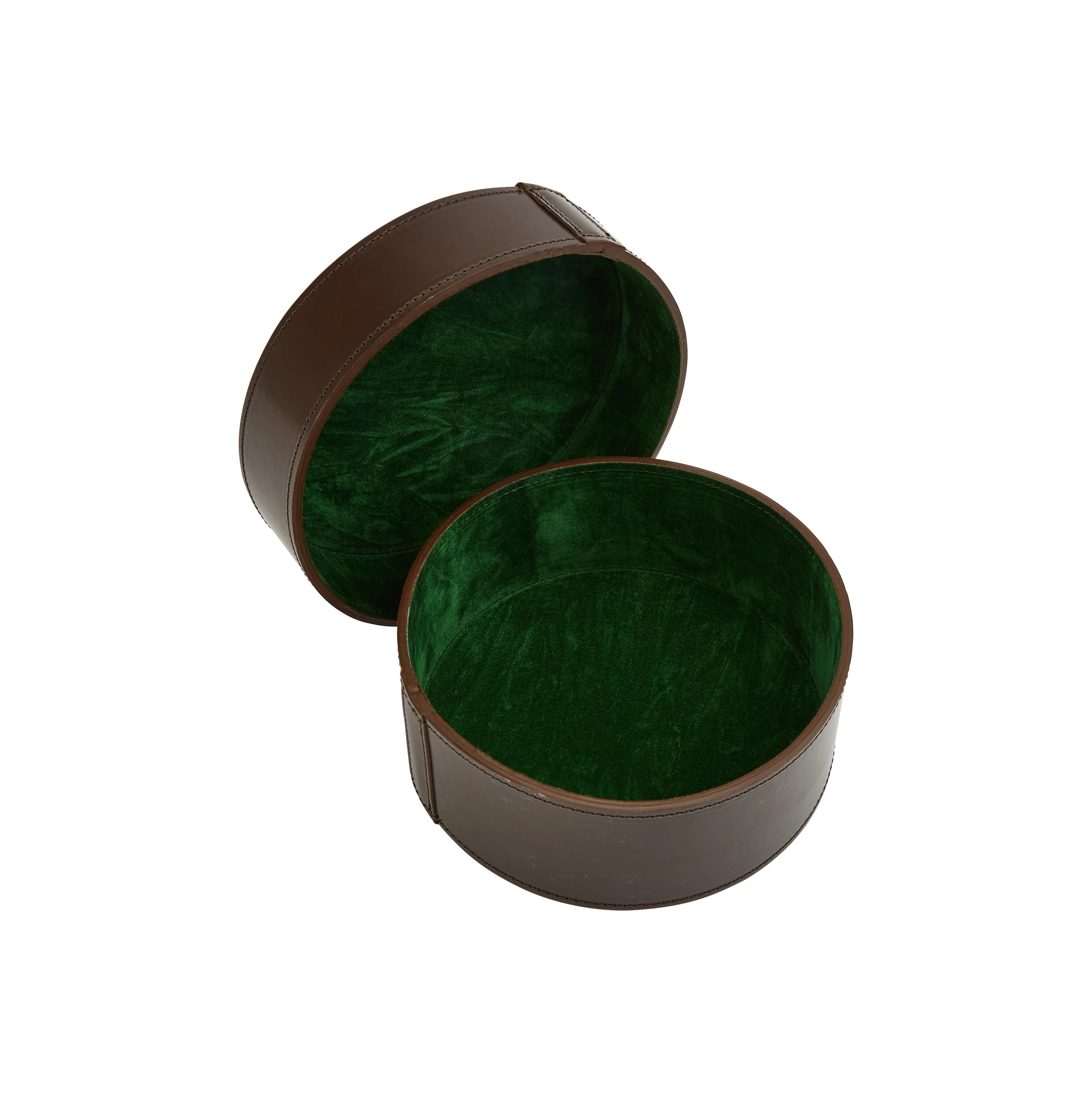 Brown Leather Round Collar Box - Image 4