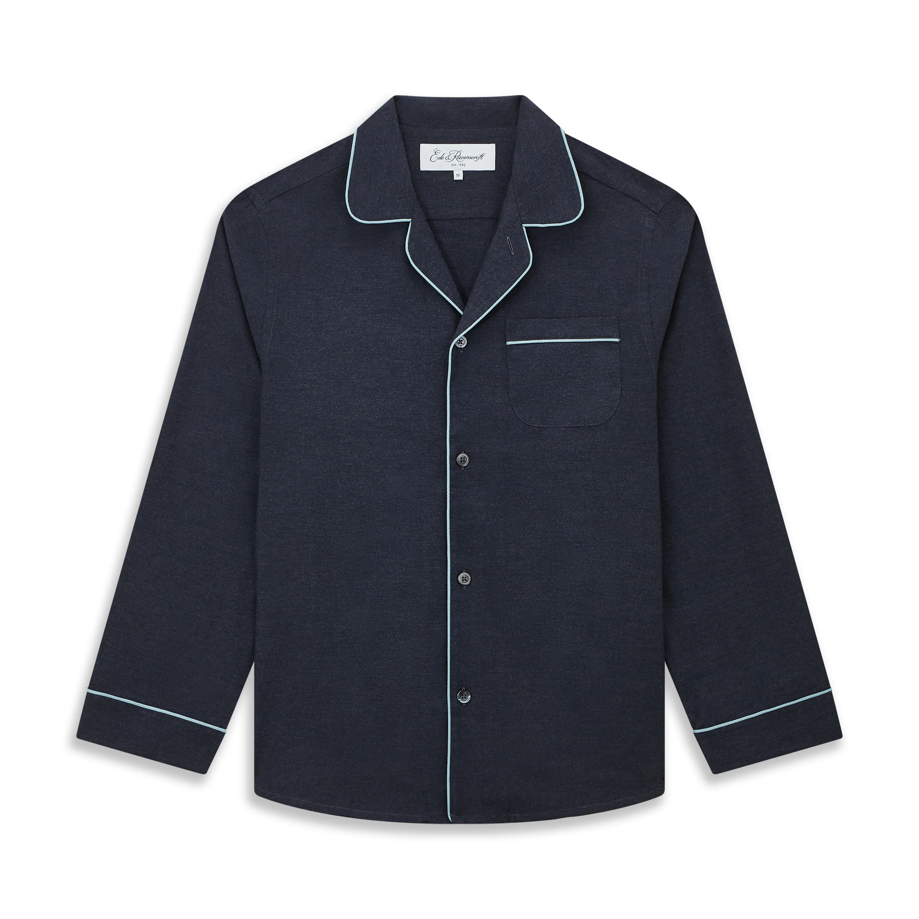 Navy Brushed Cotton Twill Pyjamas - Image 2