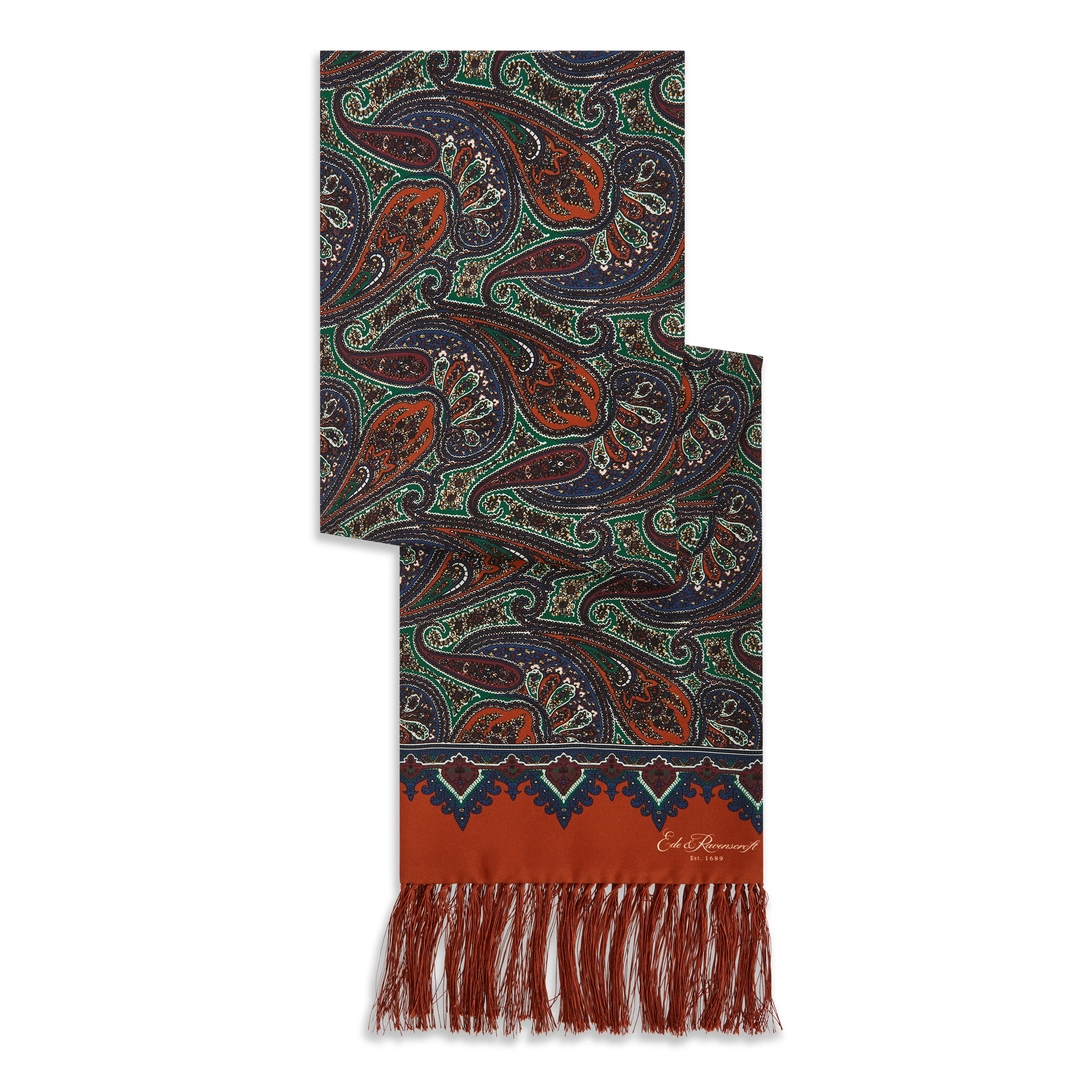 Burgundy Blue Paisley Madder Silk Scarf