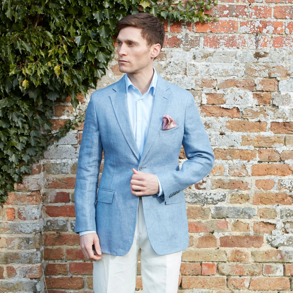 Burleigh Blue Double Faced Linen and Silk Jacket - Image 2