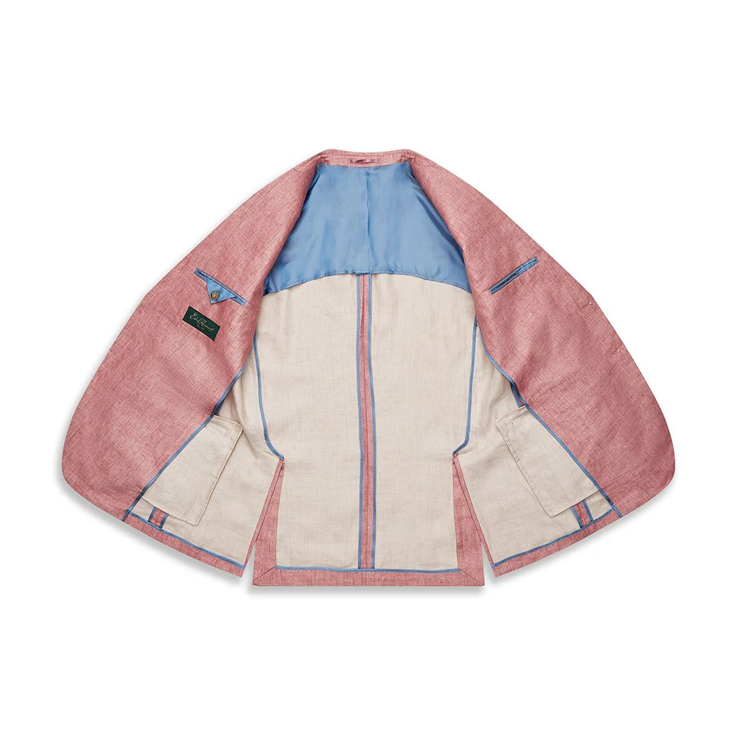 Burleigh Pink Double Faced Linen and Silk Jacket - Image 3