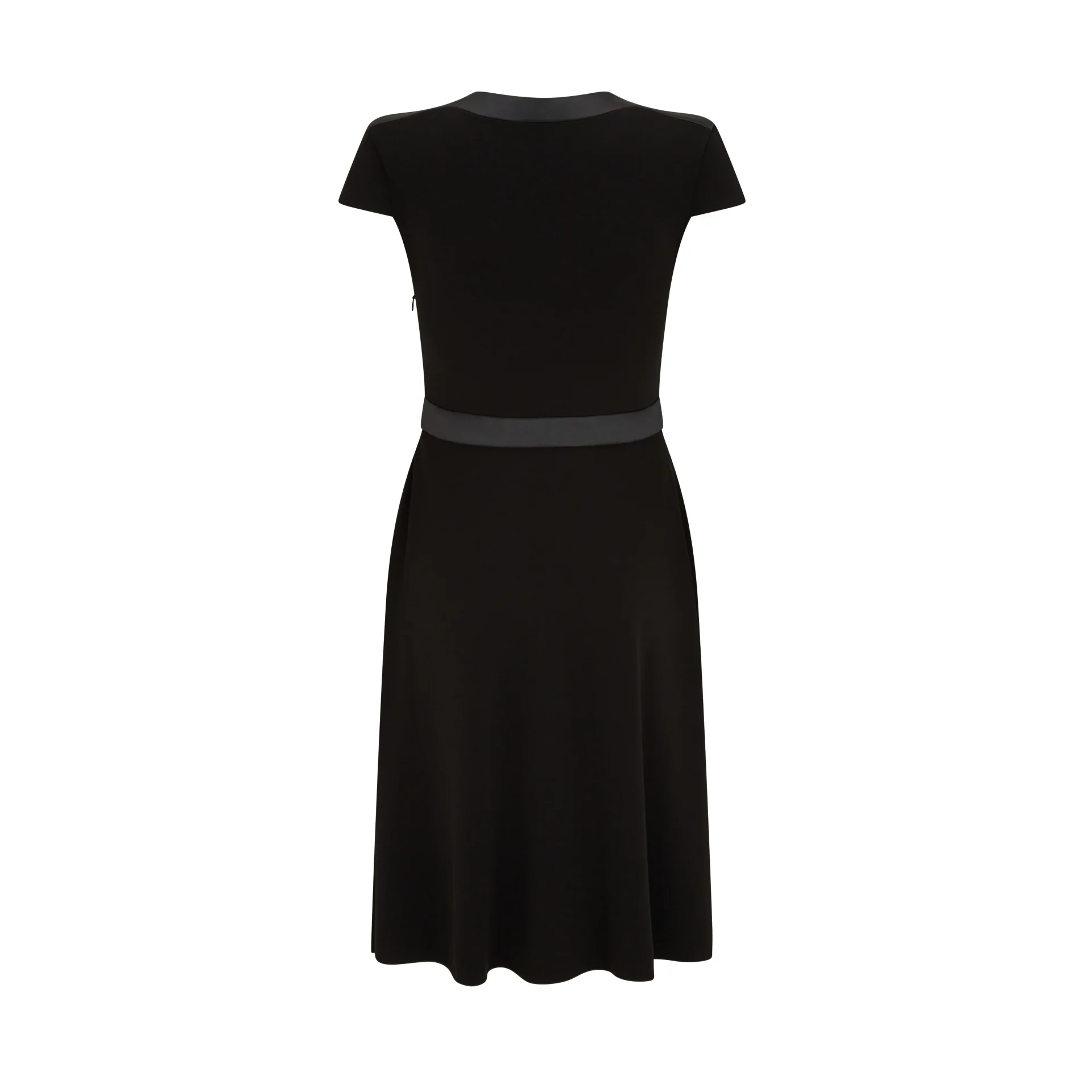 Cap Sleeve Black Satin Dress - Image 2