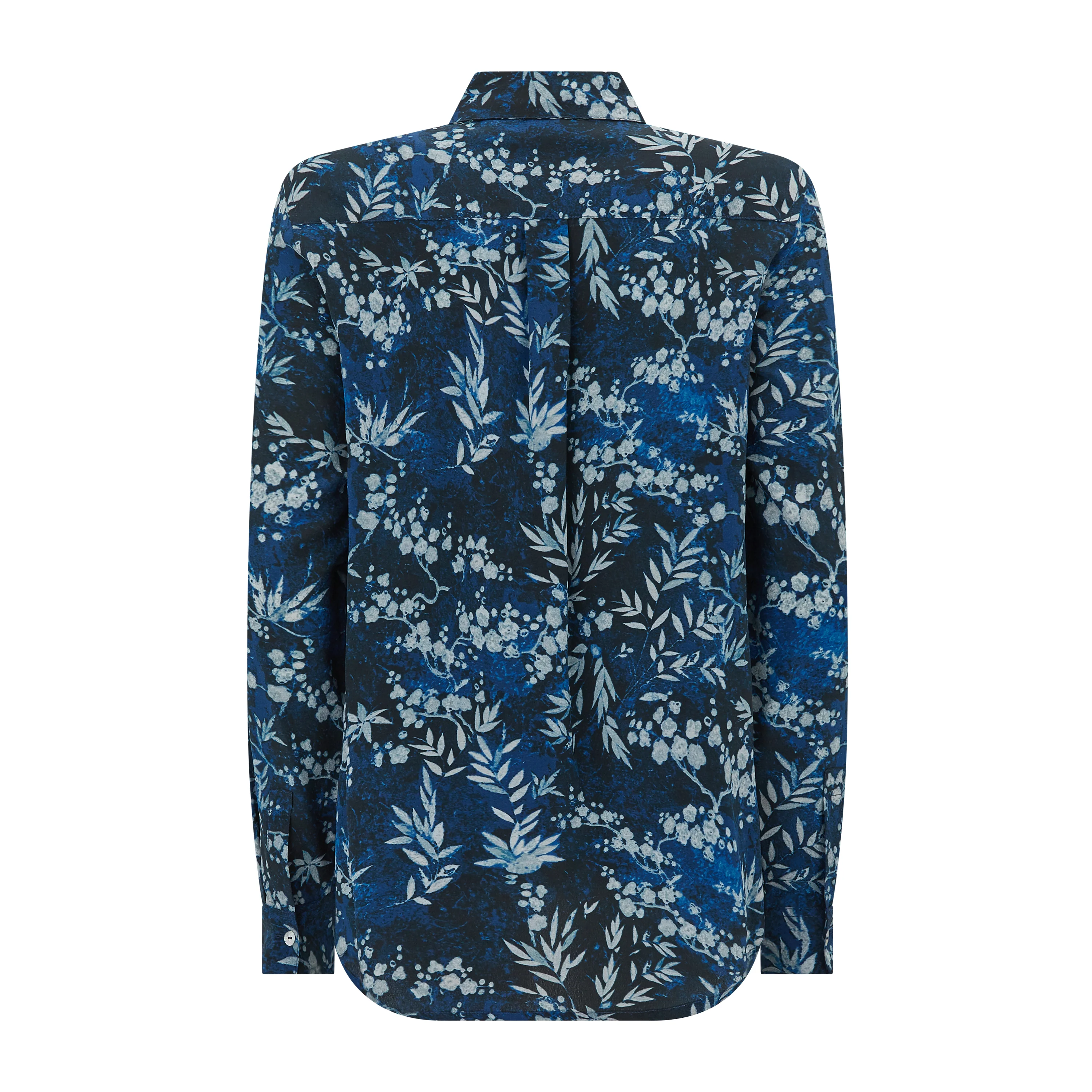 Concordia Gold Leaf Navy Silk Crepe De Chine Shirt - Image 2