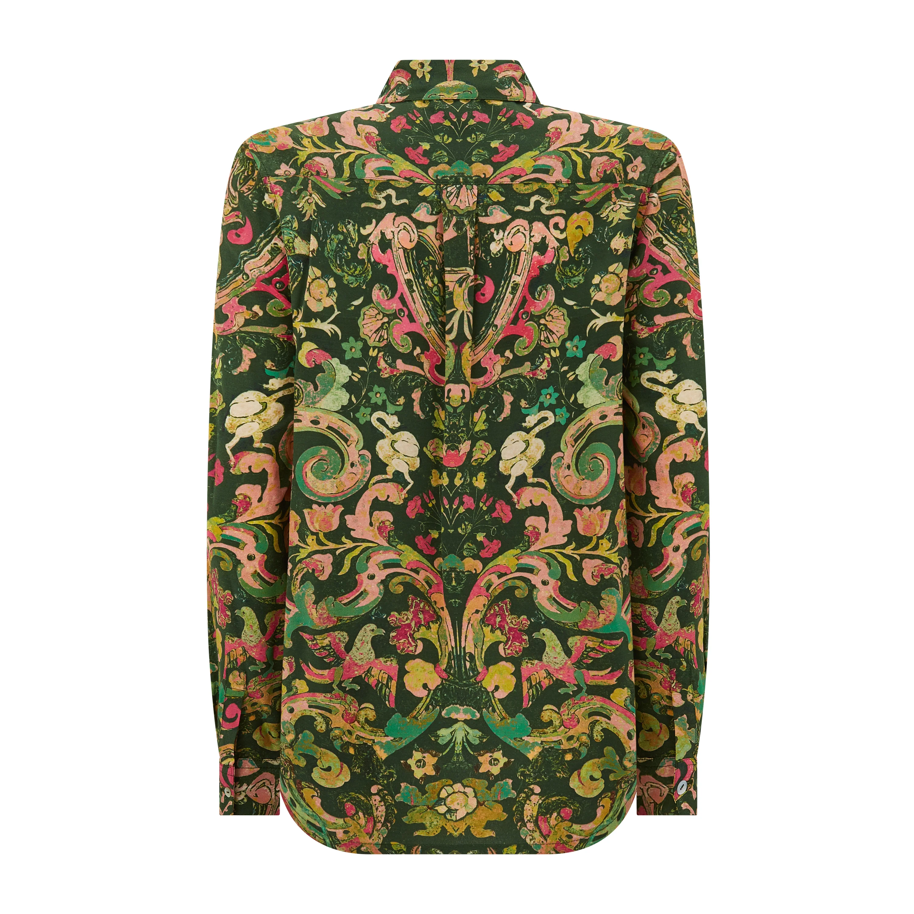 Concordia Marble Dark Green Silk Crepe De Chine Shirt - Image 2