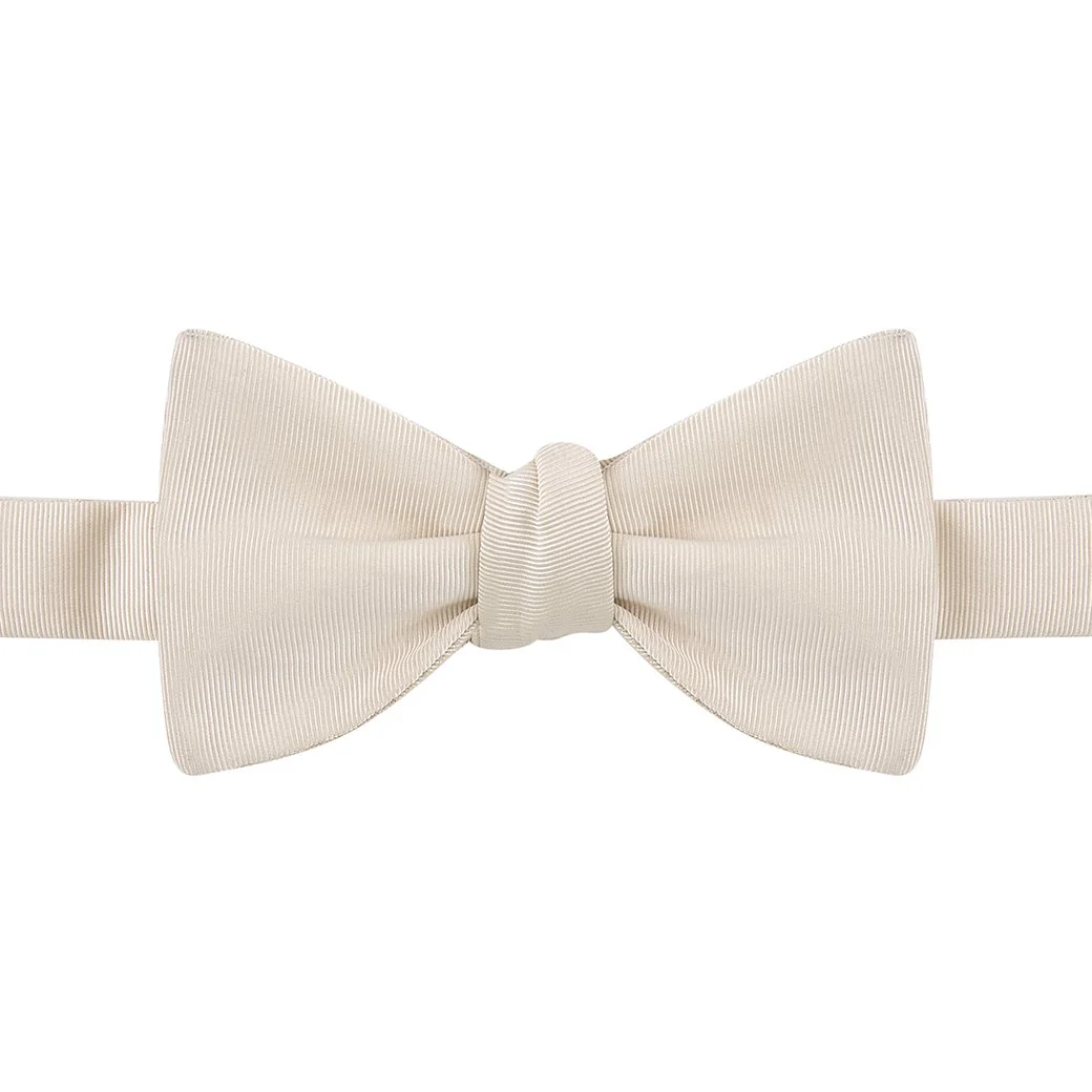 Cream Grosgrain Silk Cotton Bow Tie