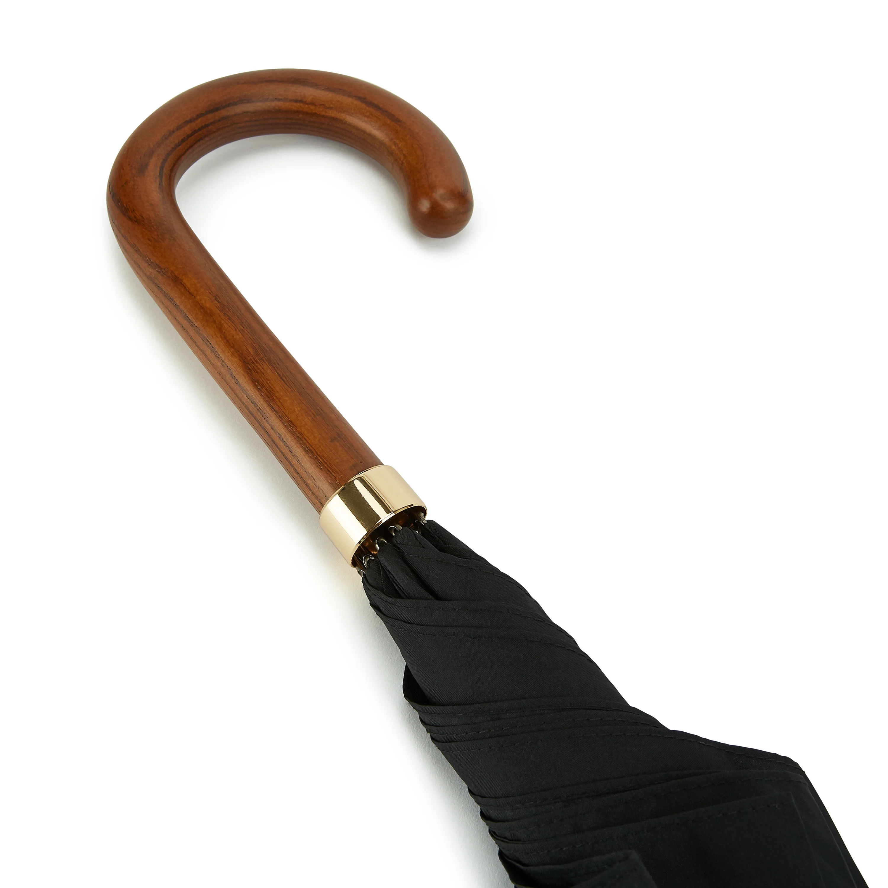 Hardwood Dark Grained Handle Black Umbrella - Image 2