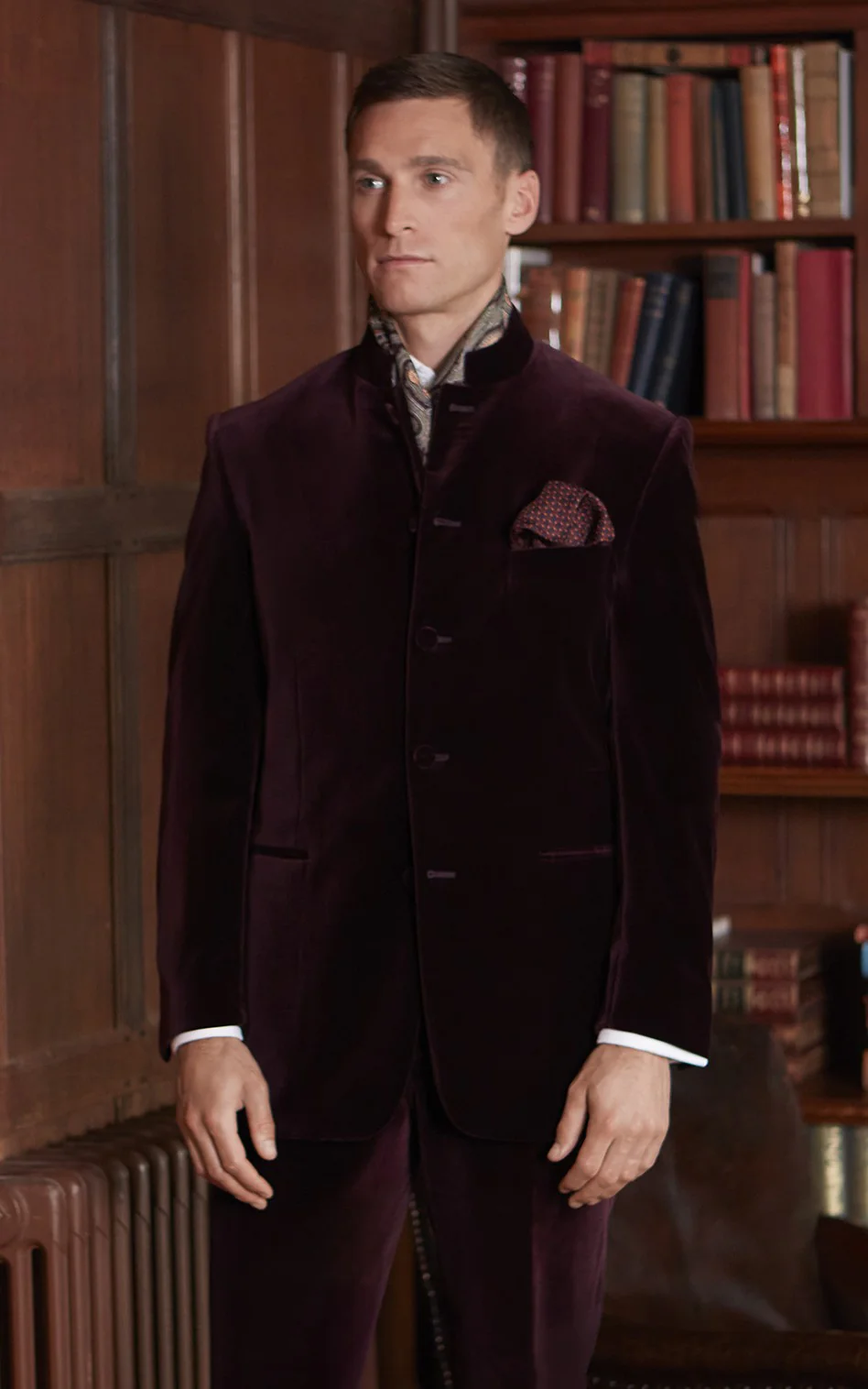 Darley Aubergine Nehru Velvet Jacket - Image 2