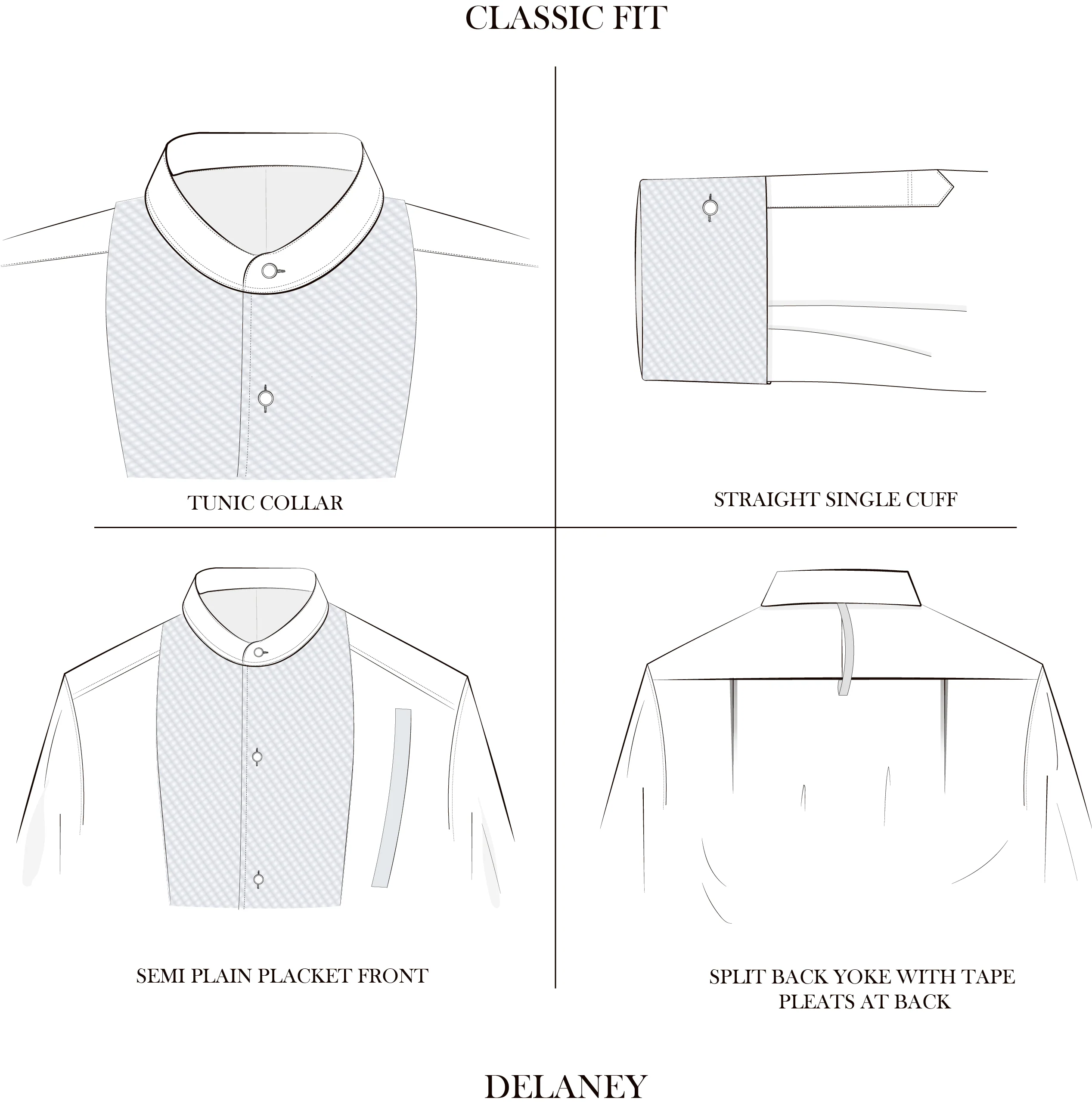 Delaney White Stiff Bib Tunic Collar Shirt - Image 5