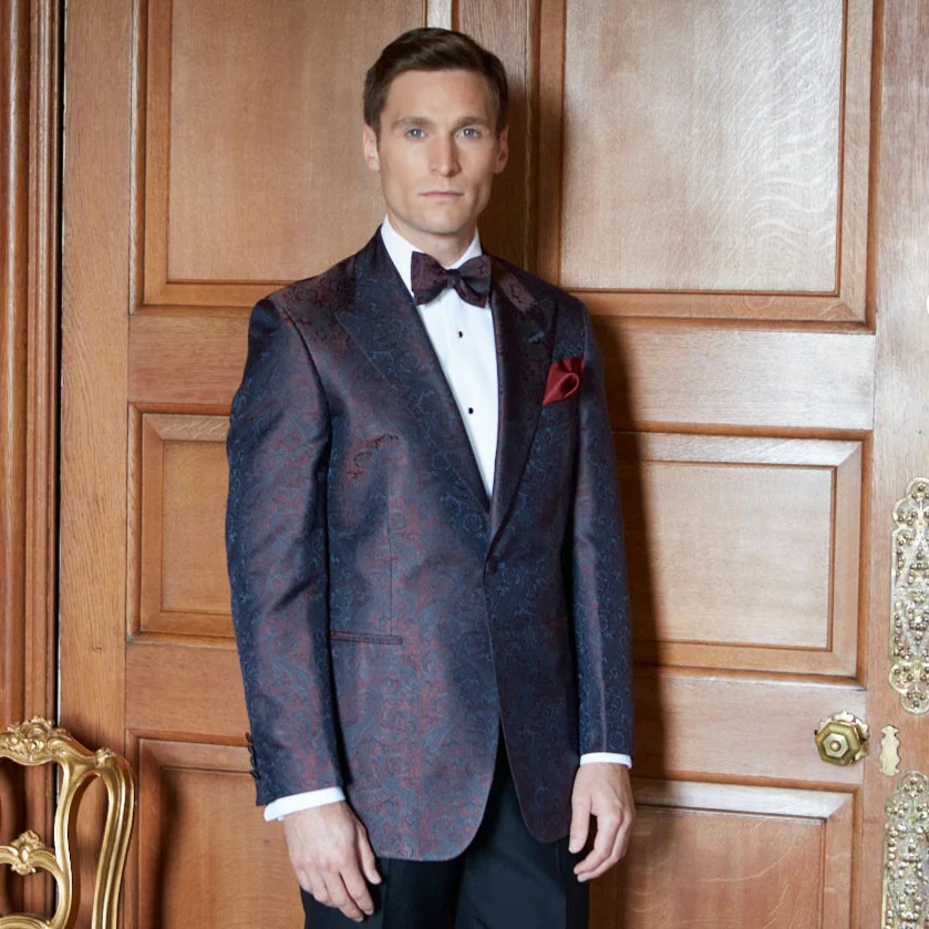 Drake Teal and Rust Jacquard Dinner Jacket - Image 2