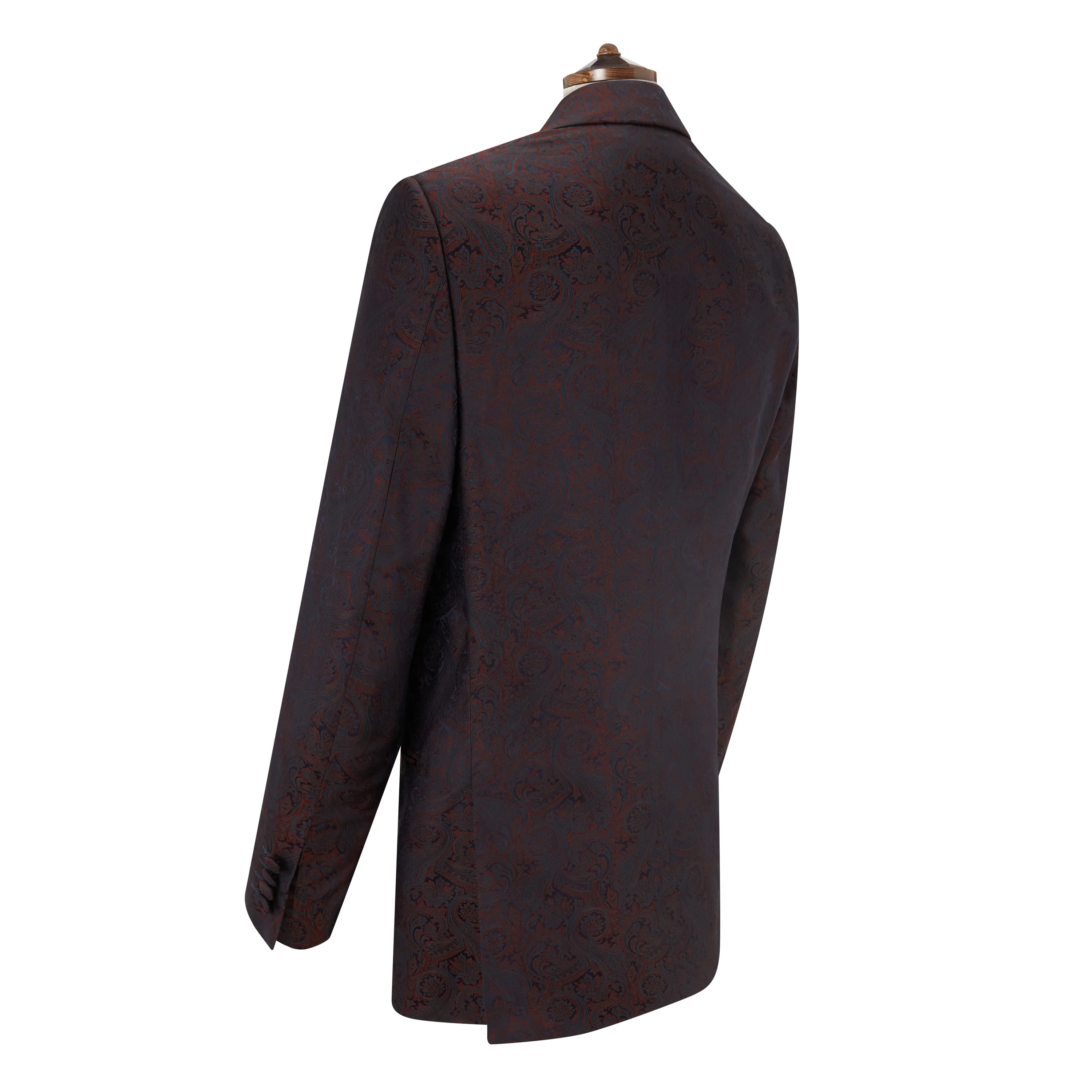 Drake Teal and Rust Jacquard Dinner Jacket - Image 3