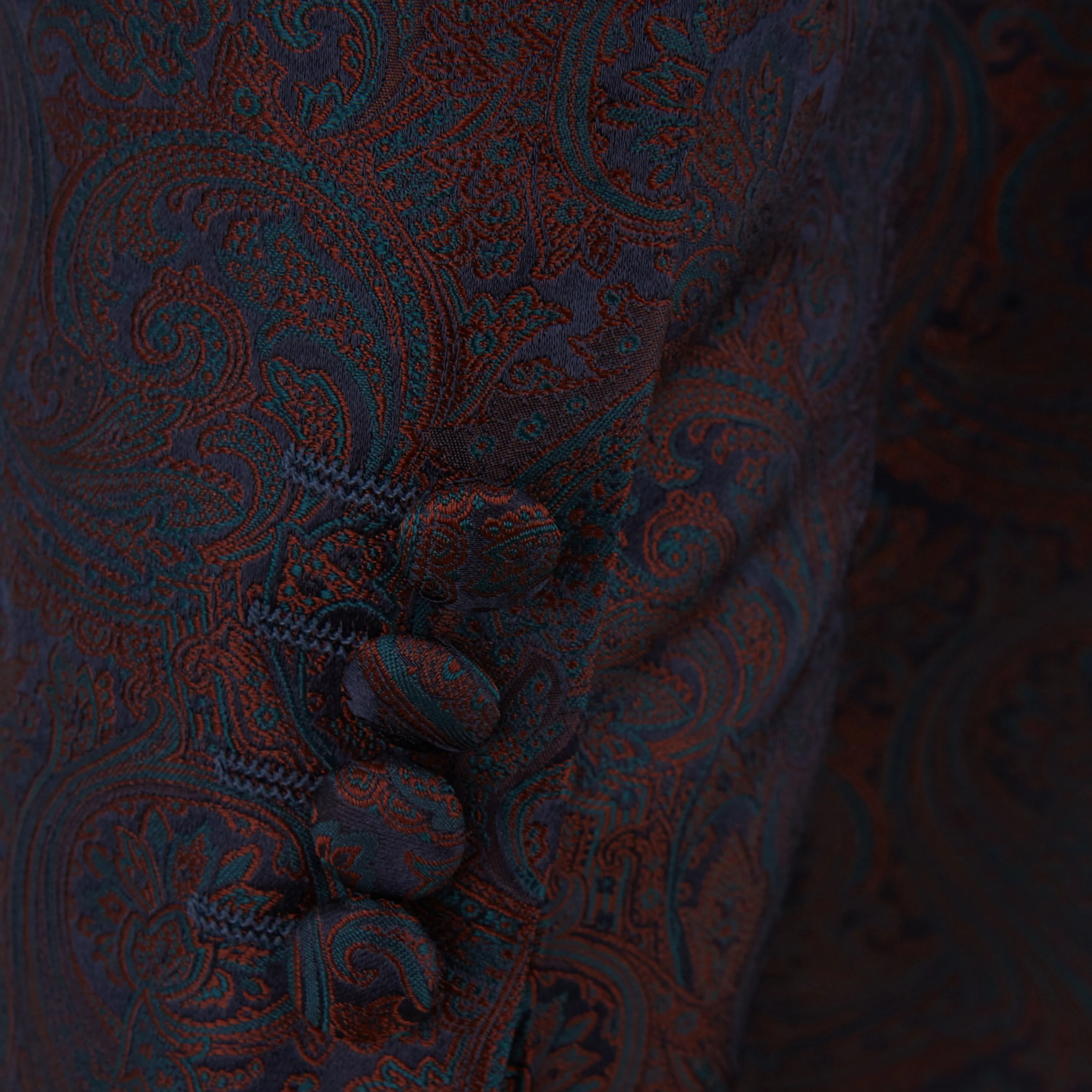 Drake Teal and Rust Jacquard Dinner Jacket - Image 4