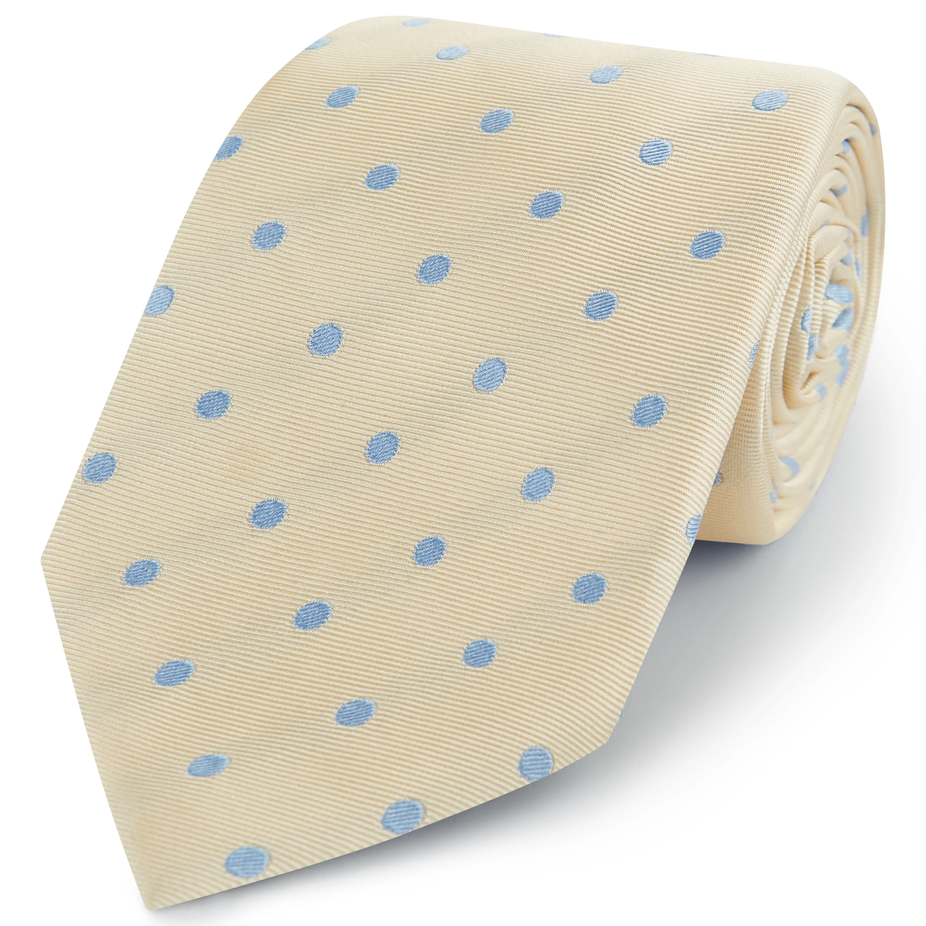 Ecru Blue Churchill Spot Woven Silk Tie