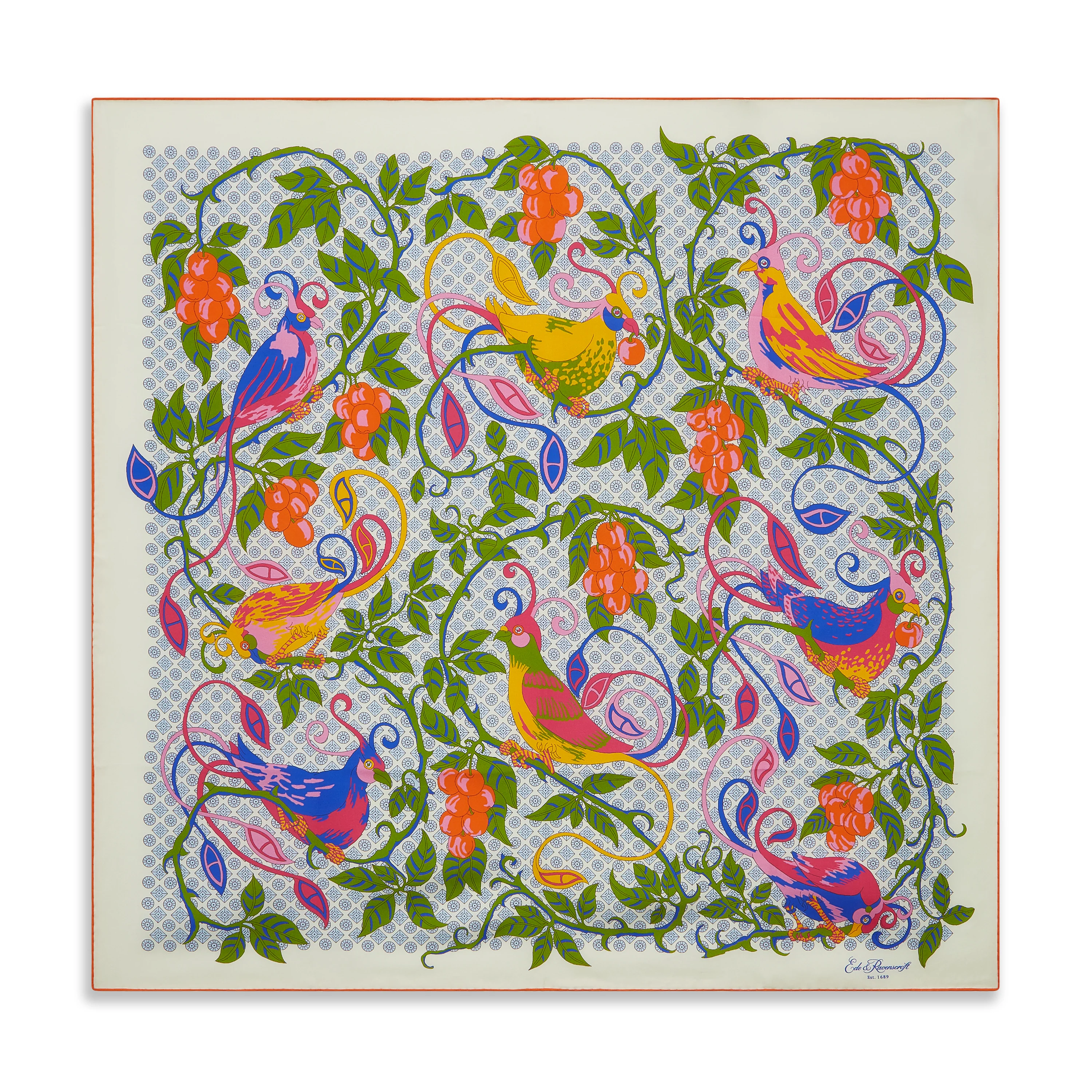 Ecru Parrot Silk Square Scarf - Image 2