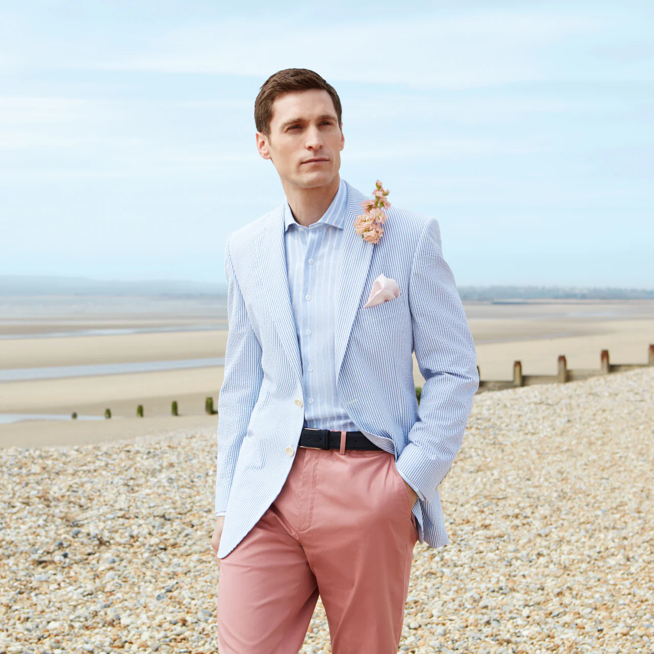 Edgar White Blue Seersucker Jacket - Image 2